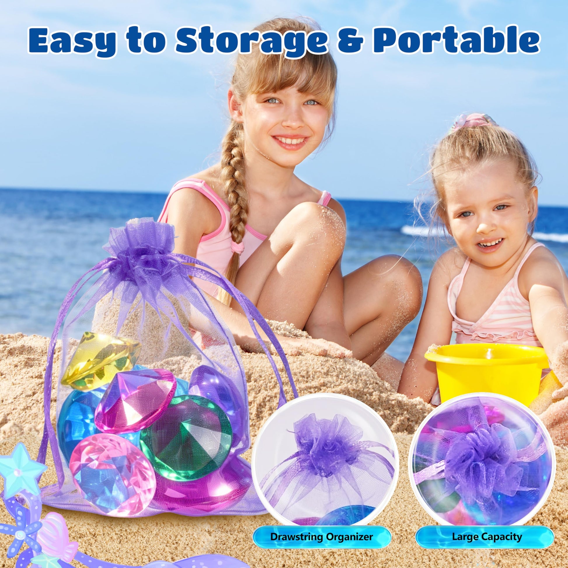 Hoplito 11 Pcs Diving Gems Pool Toys, Colorful Diamond Diving Toy with Treasure Chest, Sinking Dive Swimming Pool Toys, Underwater Gemstone Swimming
