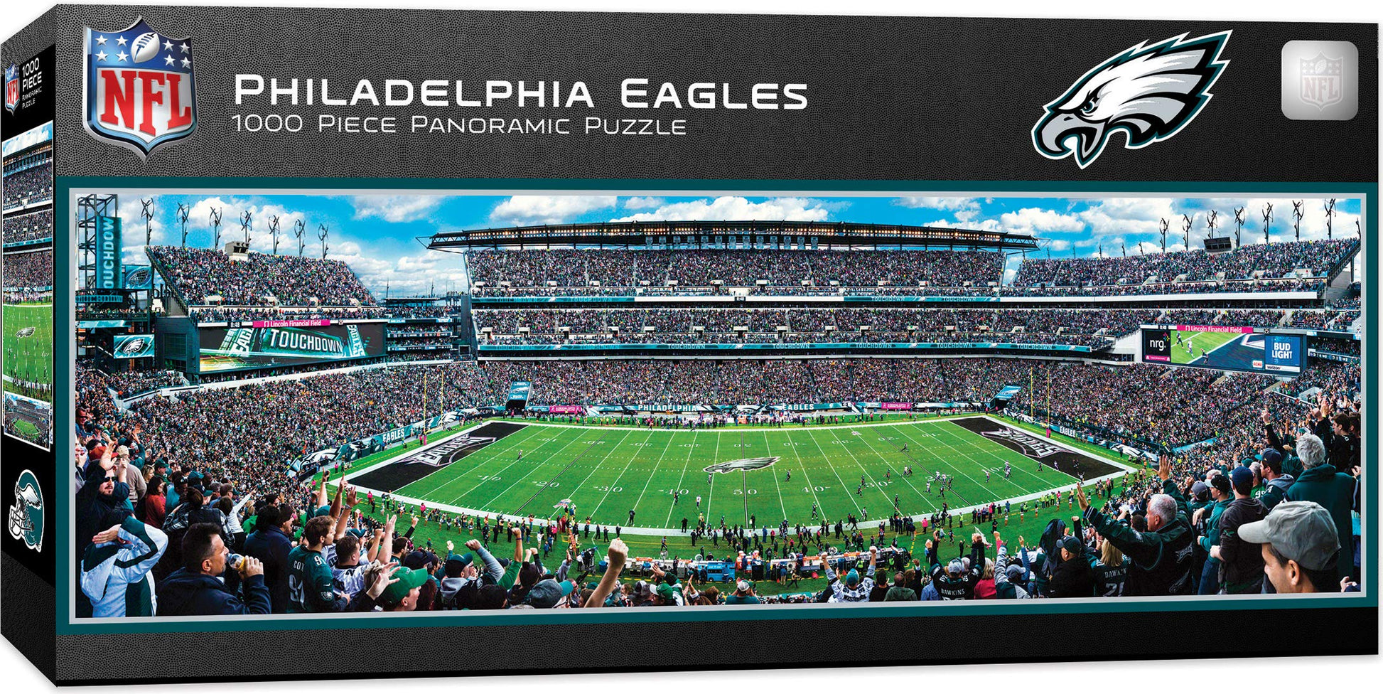 Masterpieces 1000 Piece Sports Jigsaw Puzzle - NFL Philadelphia Eagles Center View Panoramic - 13"x39"