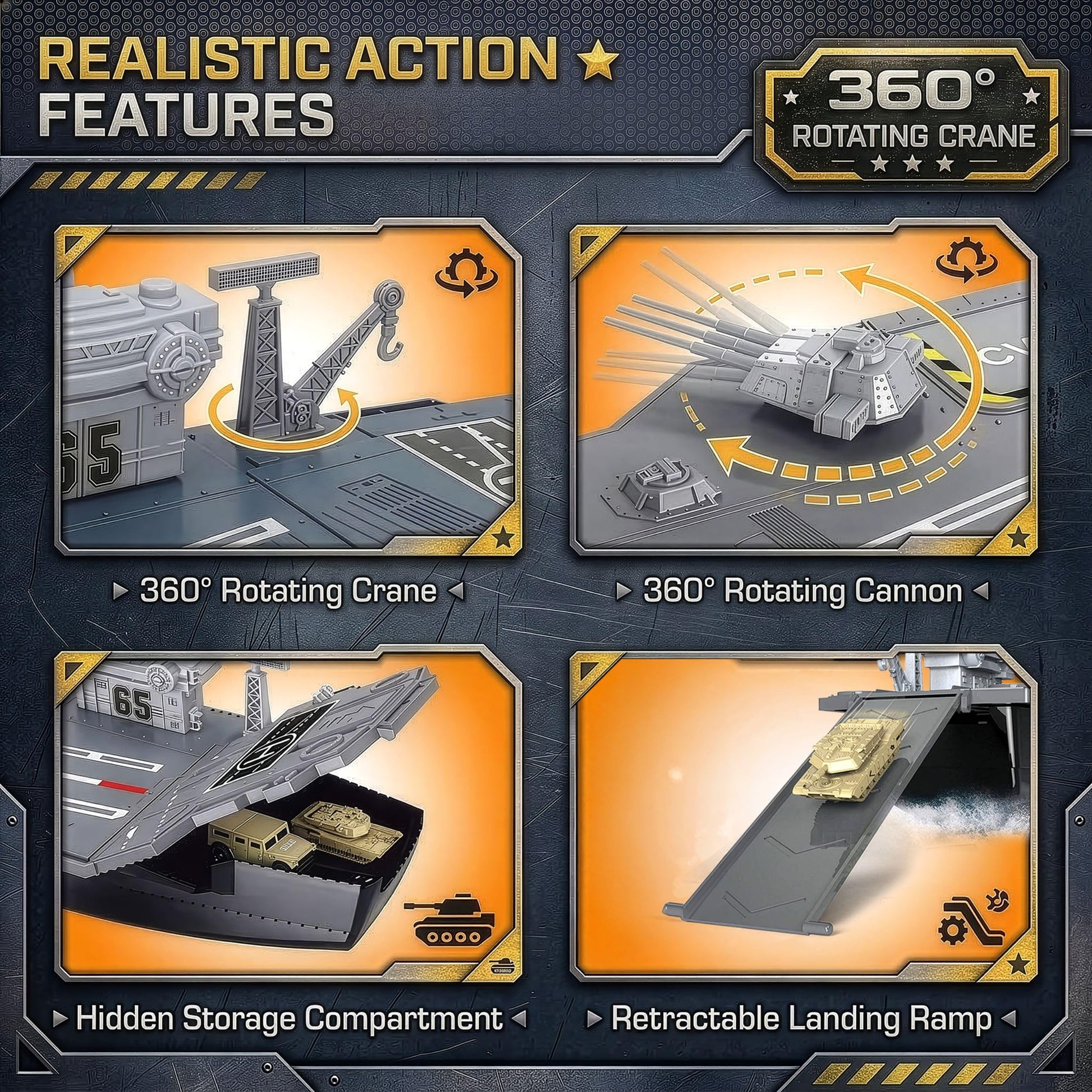 33-Inch Aircraft Carrier Mega Playset - Ultimate Military Battle Set for Boys with Realistic Battleship, Fighter Jets, Toy Soldier Figures, Military