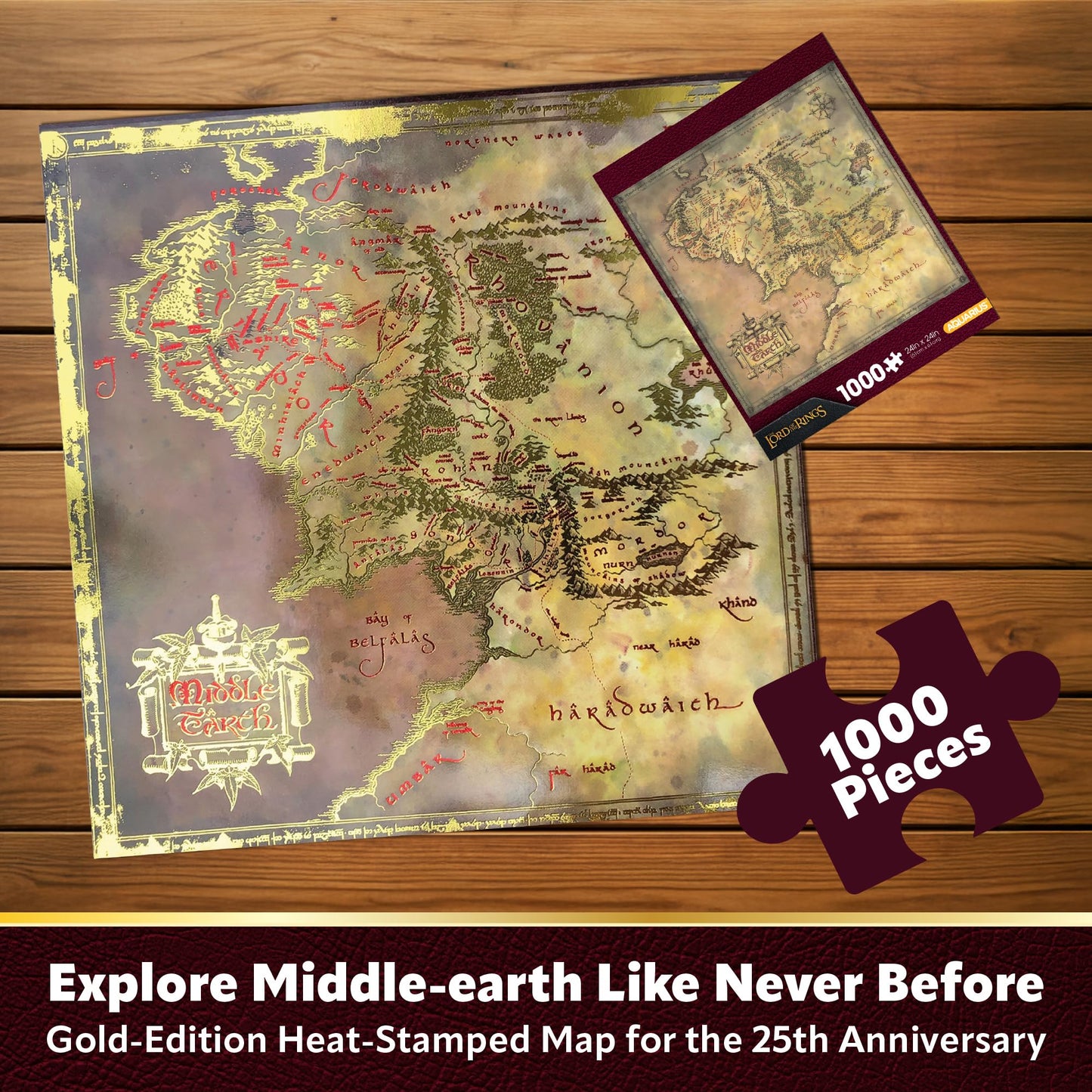 AQUARIUS Lord of the Rings Heat Stamp Gold Foil 1000 Piece Jigsaw Puzzle