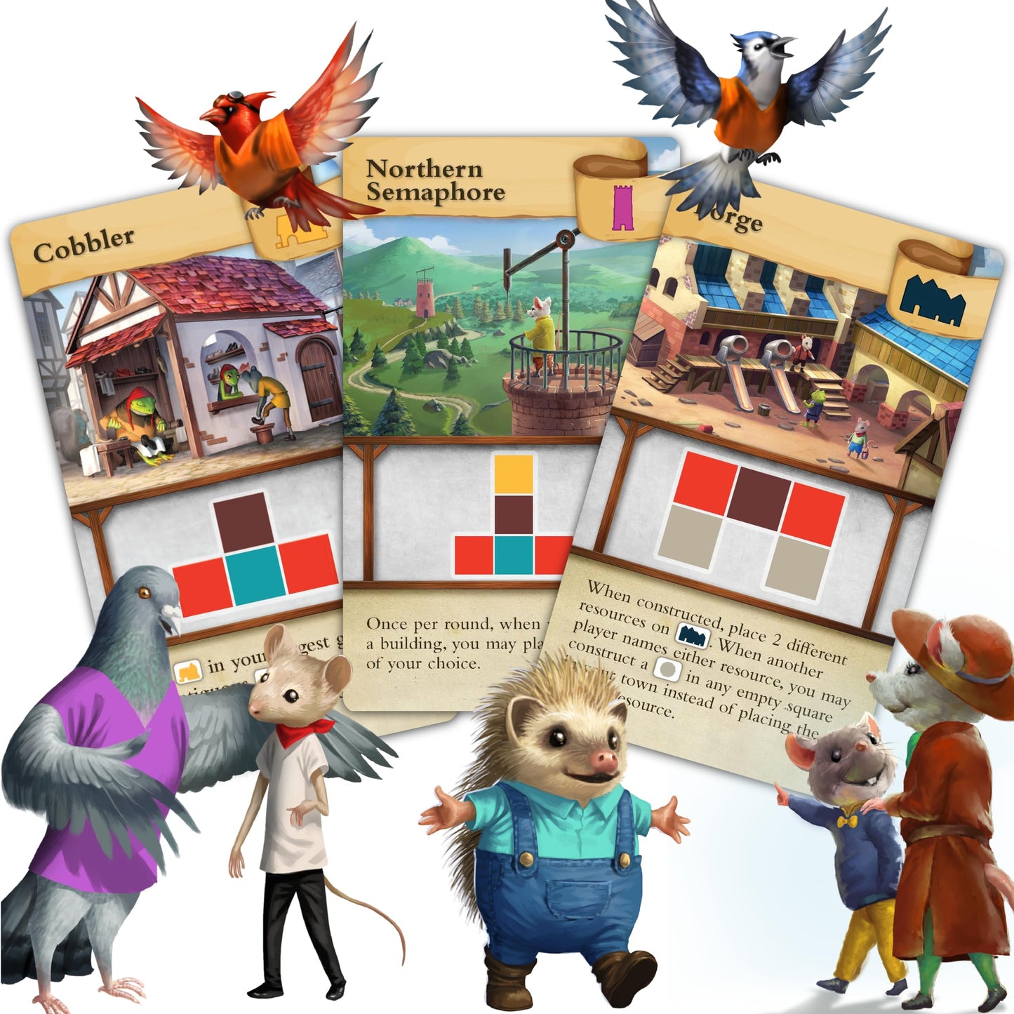 AEG Tiny Towns: Villagers Expansion | Talented Creatures Have Come to Visit | Adds Villagers, New Buildings & Monuments | 1-6 Players | Ages 14+