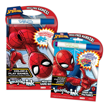 Marvel Spider-Man Imagine Ink Activity Book Bundle, Spiderman Books for Kids, Magic Ink Pictures and Mess-Free Game Book, 2 Books and 2 Markers, Ages