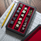 Forged Dice Co. Premium 3-Row Dice Case - Combination Dice Box and Dice Tray - Protects Polyhedral Dice Sets - Felt-Lined Storage Rows - Magnetic Lid