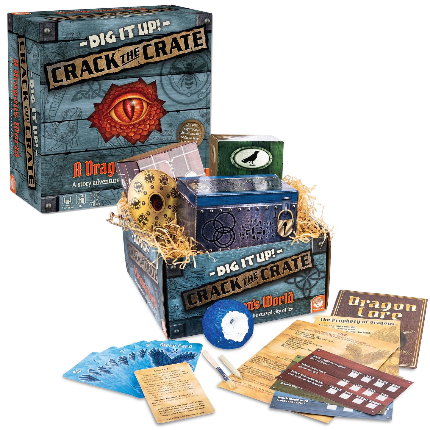 MindWare Dig It Up! Crack the Crate Board Game for 1 or More Players - Bring the Thrill of Escape Rooms Home - for Adults & Kids 8 & Up