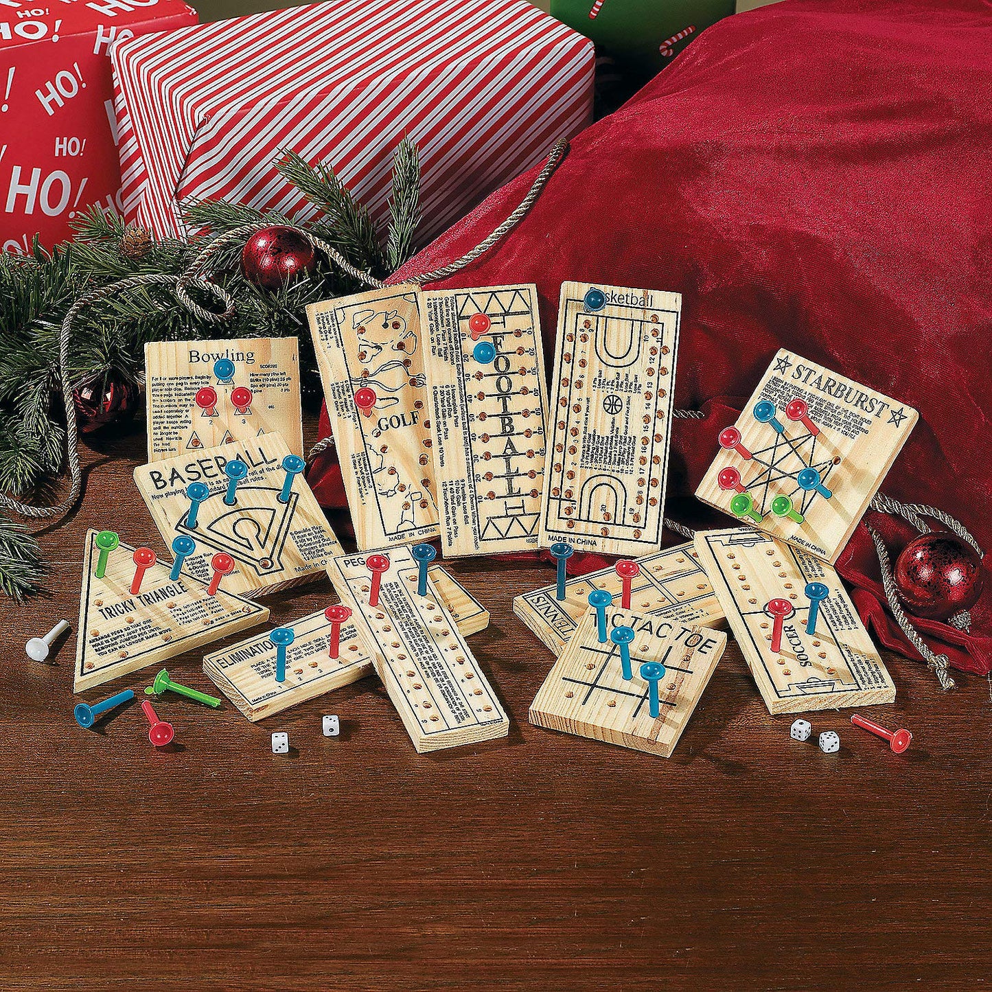 Fun Express Wooden Board Games Set 12 Pack - Classic Travel Games for Kids & Adults | Mini Peg Board Games, Checkers & Tic Tac Toe | Portable Family