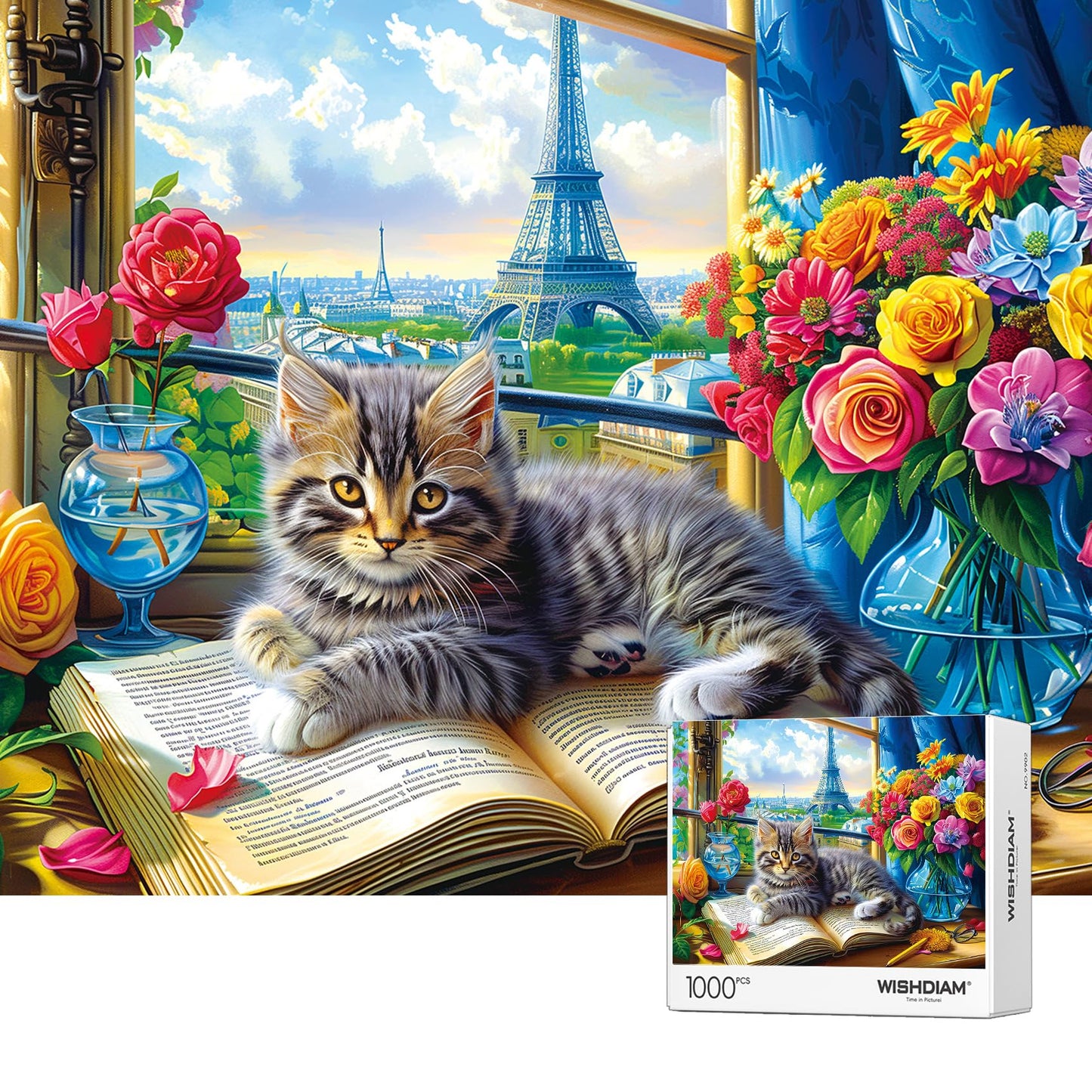 Jigsaw Puzzles 1000 Pieces - WISHDIAM Puzzles for Adults - Cats Kitten Pets Animal Lovers Impossible Hard Difficult Challenging Puzzles for Home Decor