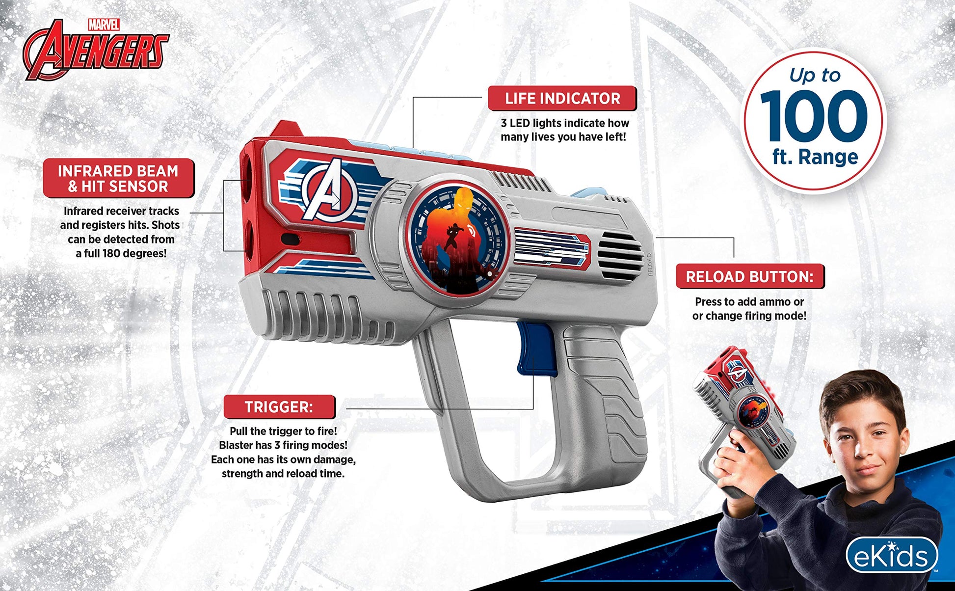 eKids Avengers Assemble Laser Tag for Kids Infared Lazer Tag Blasters Lights Up & Vibrates When Hit