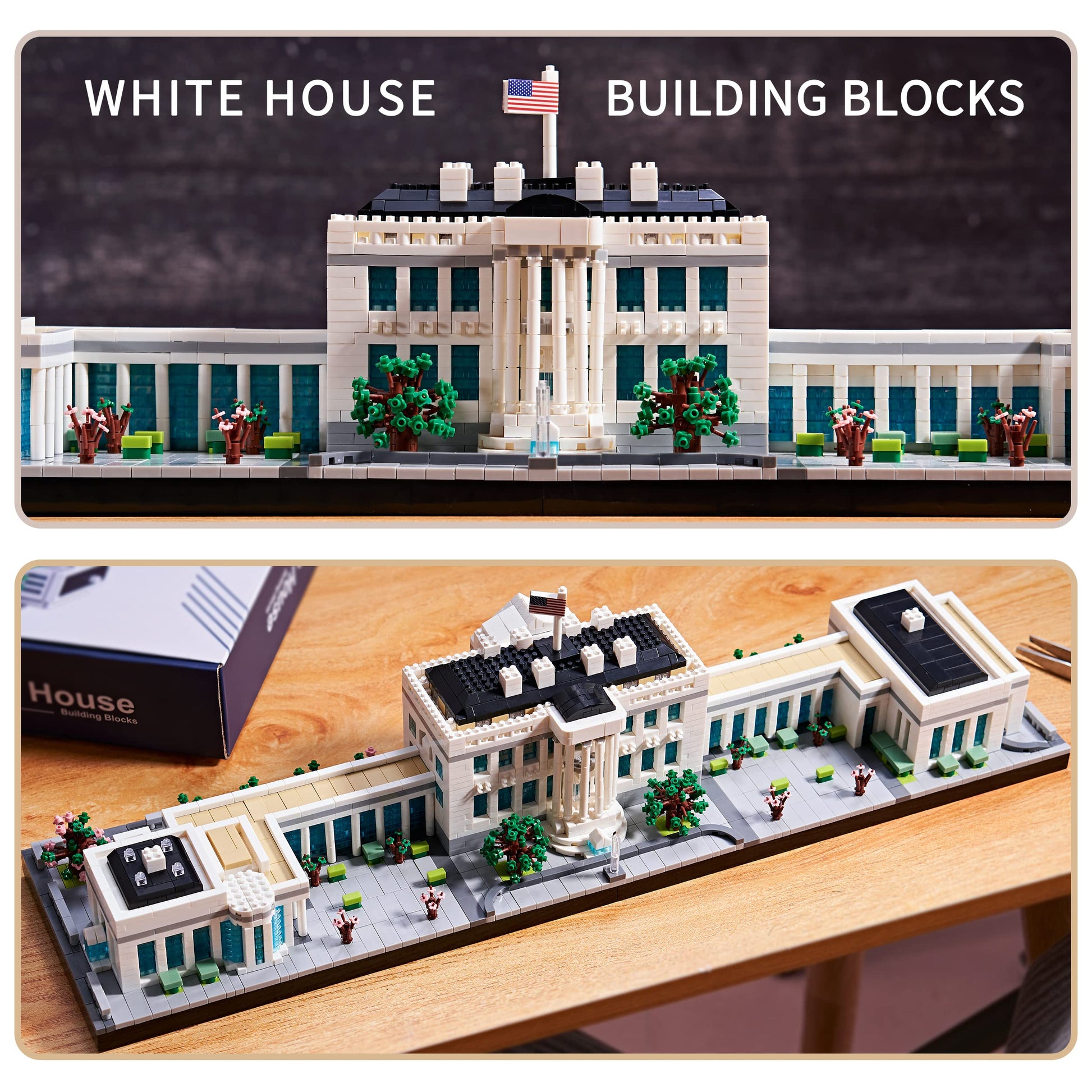 KLMEi Architecture Sets for Adults White House U.S. Capital Collection Building Kit Micro Blocks Famous Landmark, Mini Bricks Toys Presents for Kids