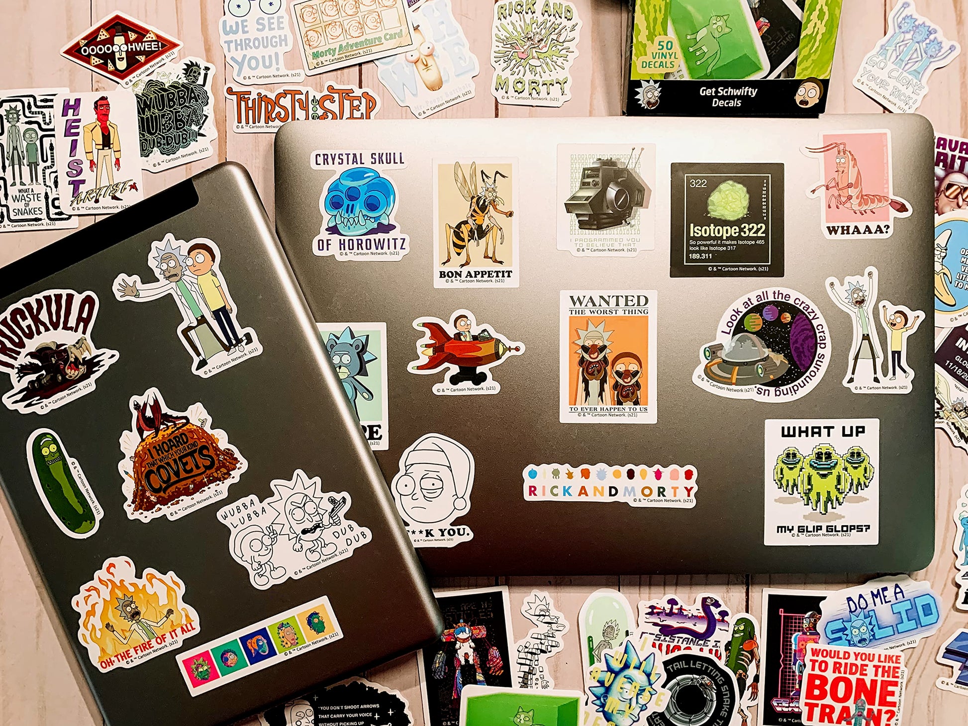 Conquest Journals Rick and Morty Sticker Bundle, 100 Unique Stickers, Officially Licensed, Waterproof, UV and Scratch Resistant