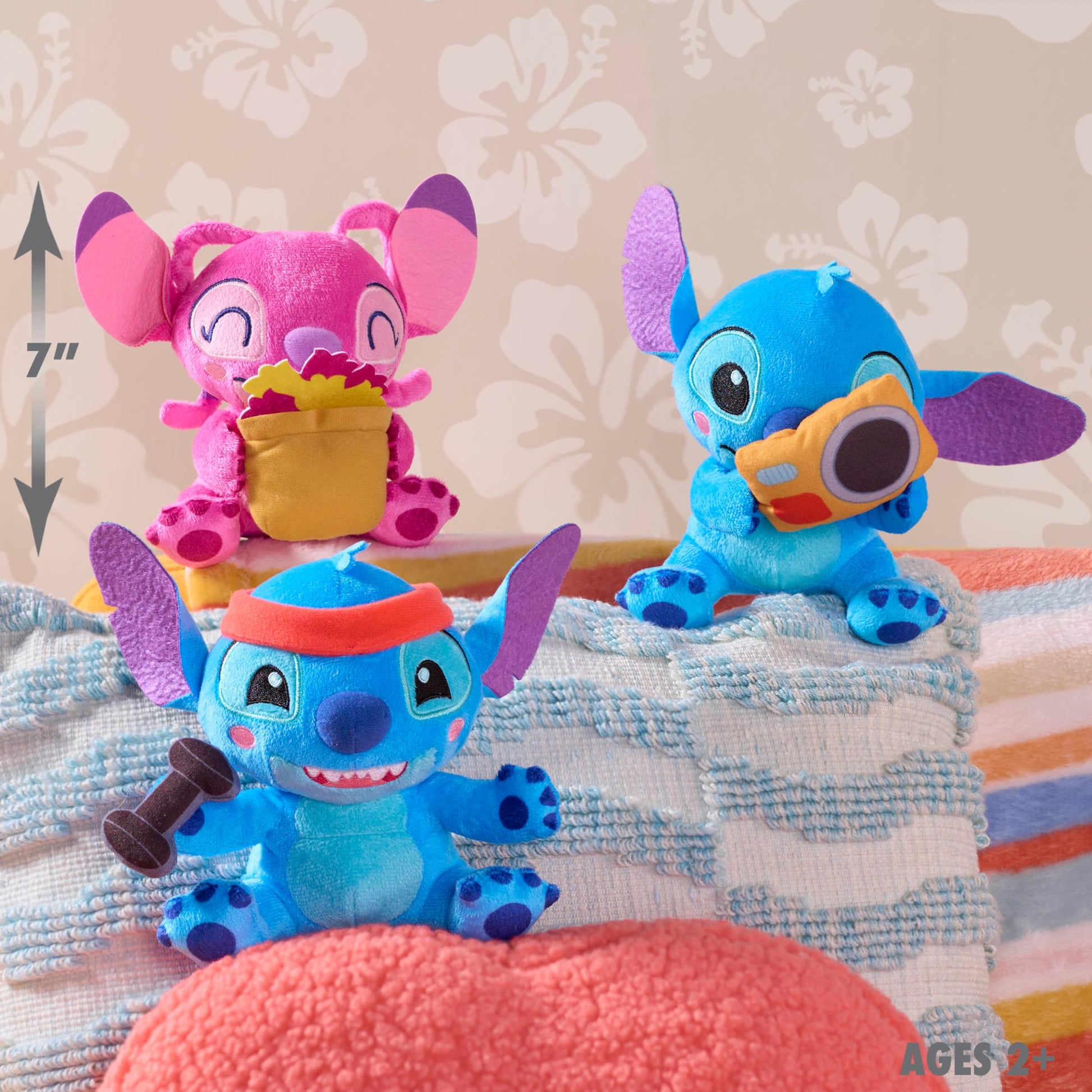 Disney Stitch that’s So Stitch Small 7-inch Plush with Barbell Stuffed Animal, Soft Material, Kids Toys for Ages 2 Up by Just Play