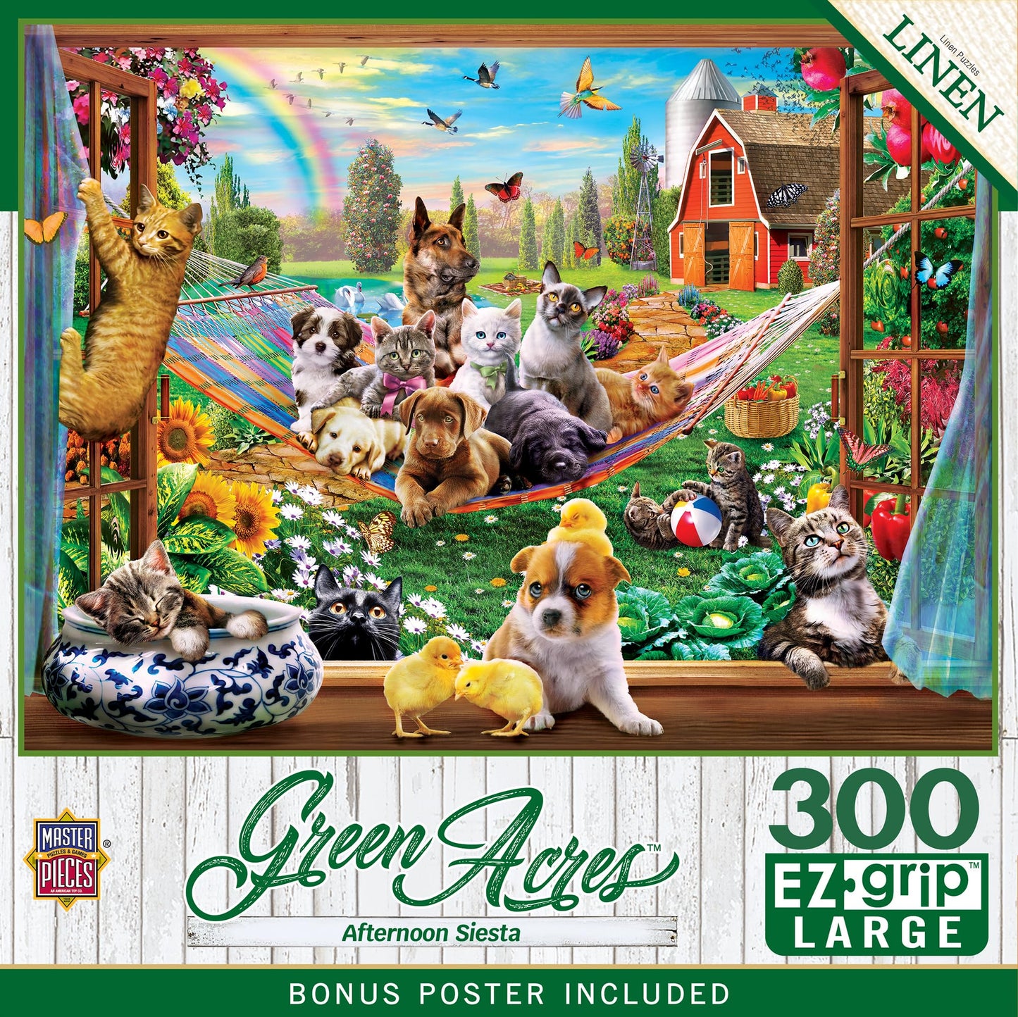 MasterPieces - 300 Piece Jigsaw Puzzle, Large EZ Grip Shapes, Afternoon Siesta, Fun for Adults, Seniors, Family, Kids, Matte Finish, 18"x24"