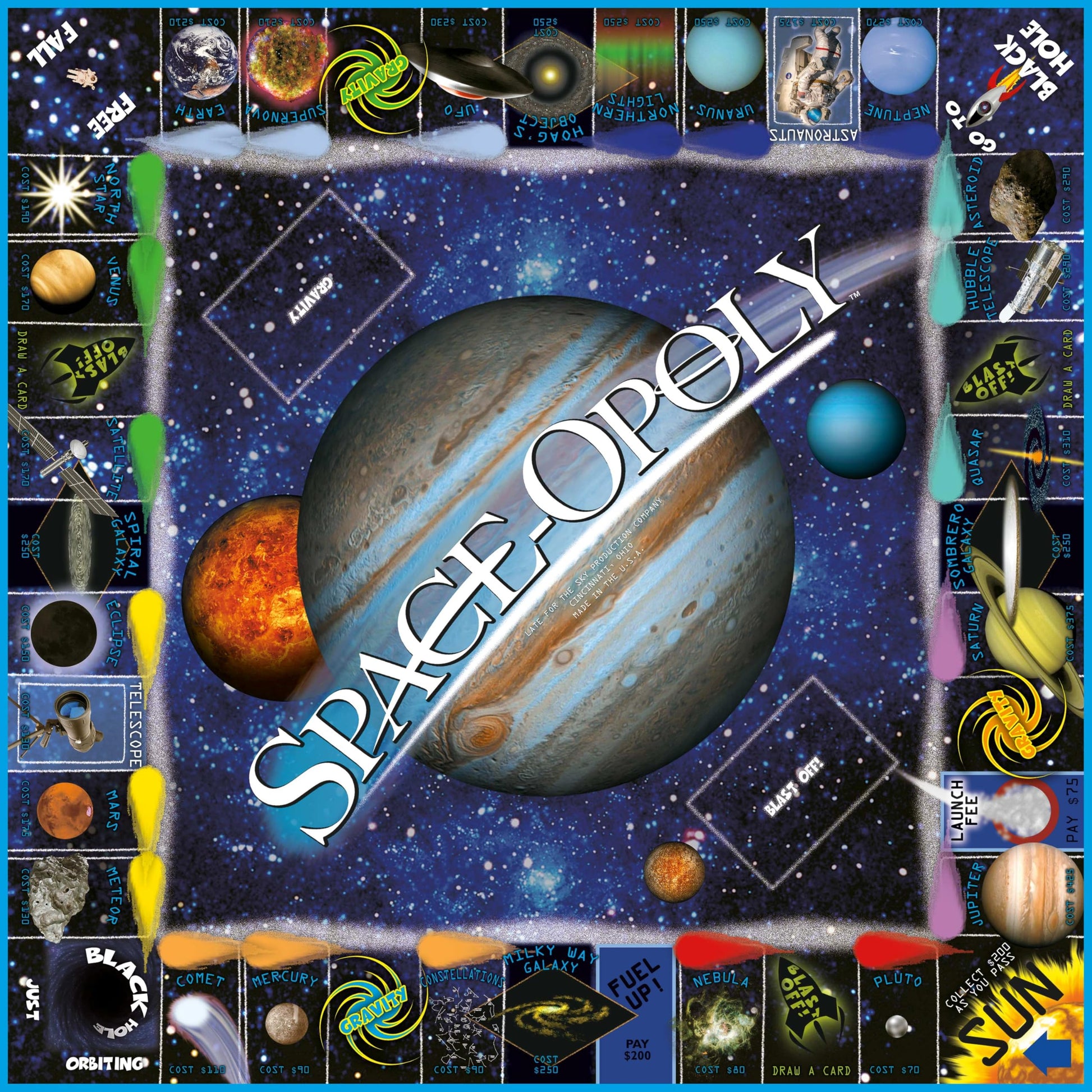 Late for The Sky Space-Opoly Space Adventure Board Game for Families, 2-6 Players, Ages 8+, Strategy Party Game with Astronomy Facts and Quick Play