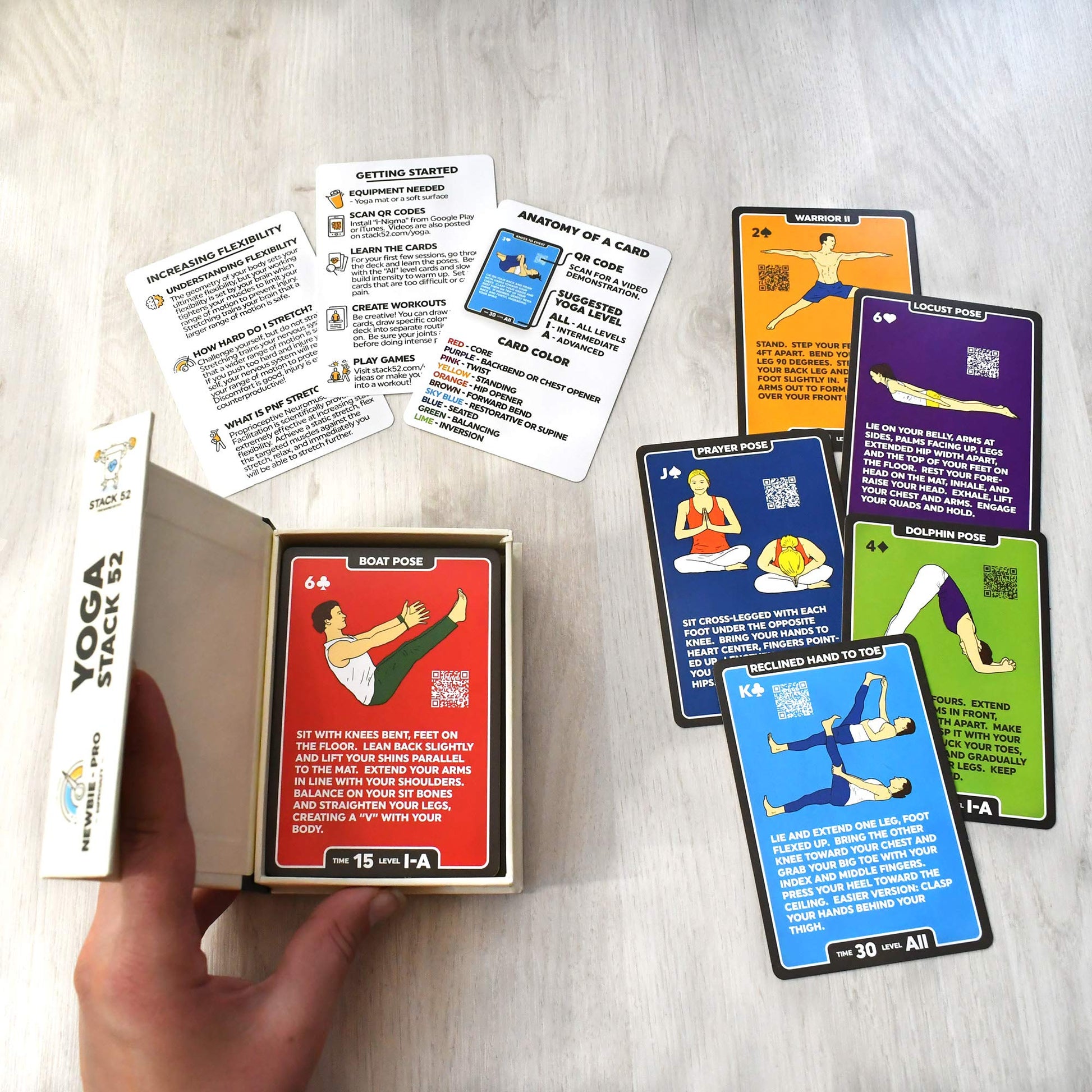 Stack 52 Yoga Exercise Cards: Designed by Certified Yoga Instructor.