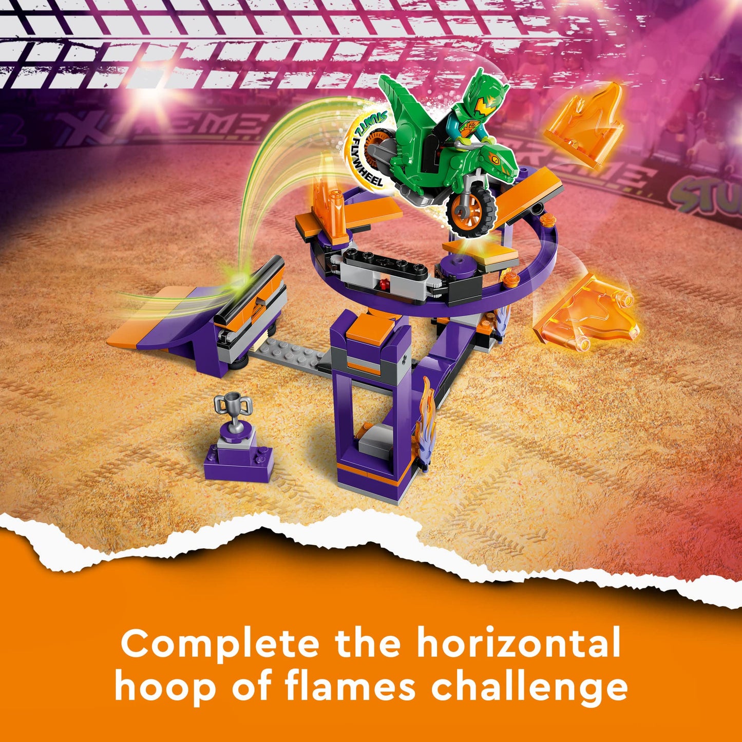 LEGO City Stuntz Dunk Stunt Ramp Challenge, 2in1 Action Set with Self-Driving Dinosaur Motorcycle Toy and Stunt Rider, Fun Activity for Kids, Boys