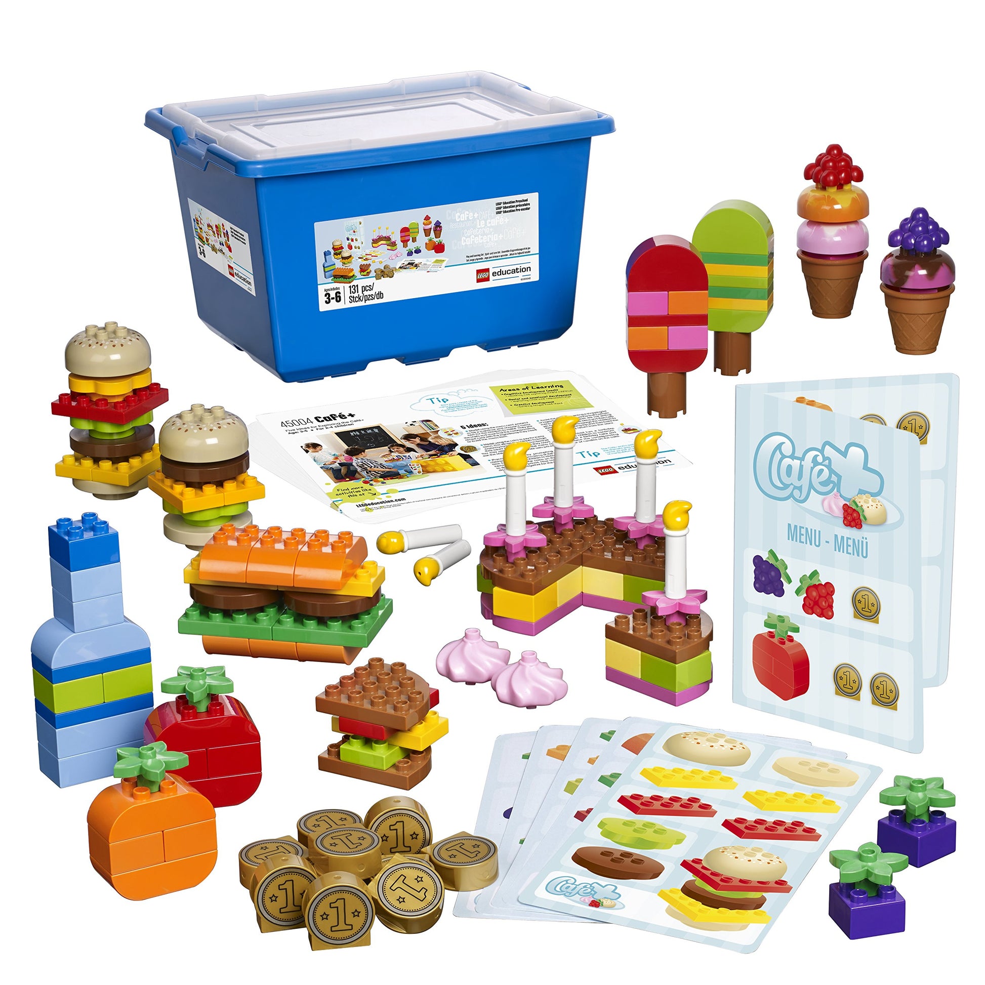 LEGO Education Café+ DUPLO Set 45004, Fun Role-Playing and STEAM Learning Toy, Early Math Skills for Girls and Boys Ages 3 and up (131 Pieces)