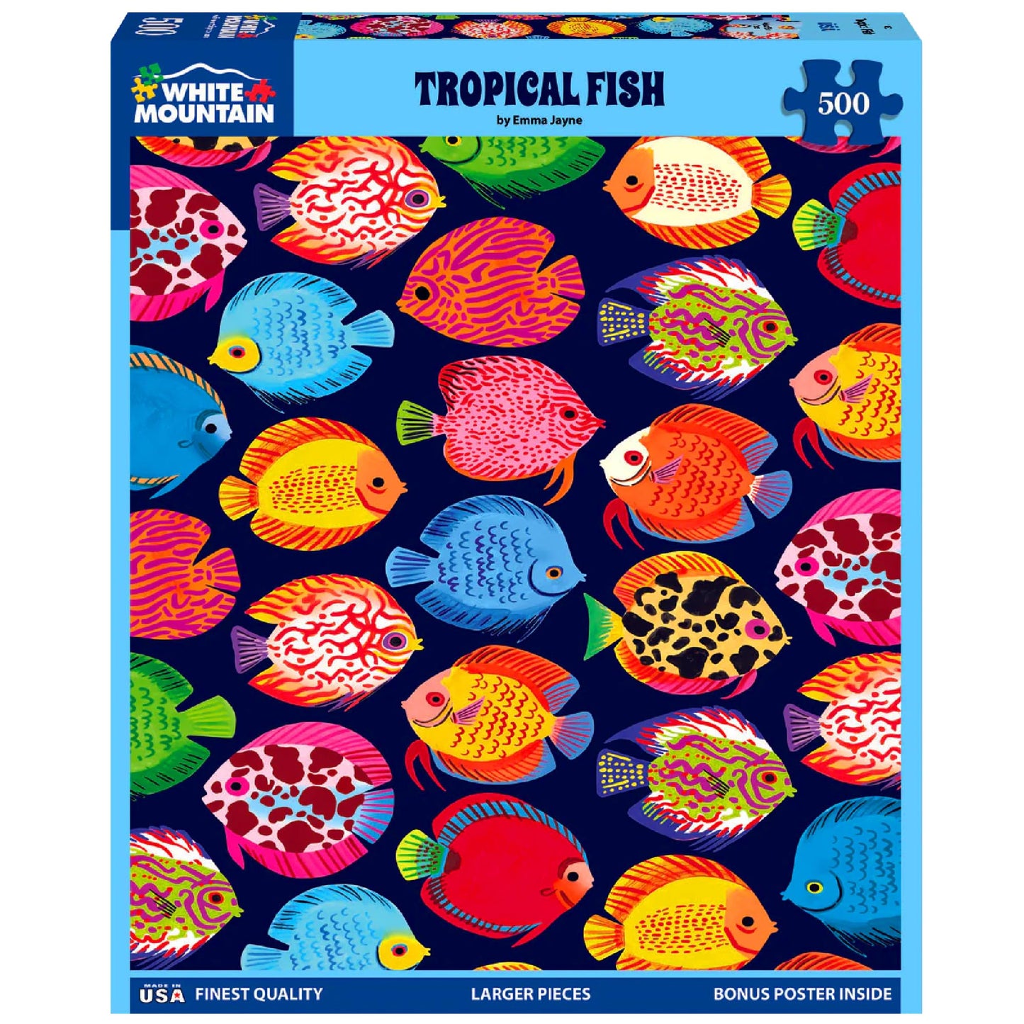 White Mountain 500 Piece Jigsaw Puzzle Fun Collage Ocean, Tropical Fish