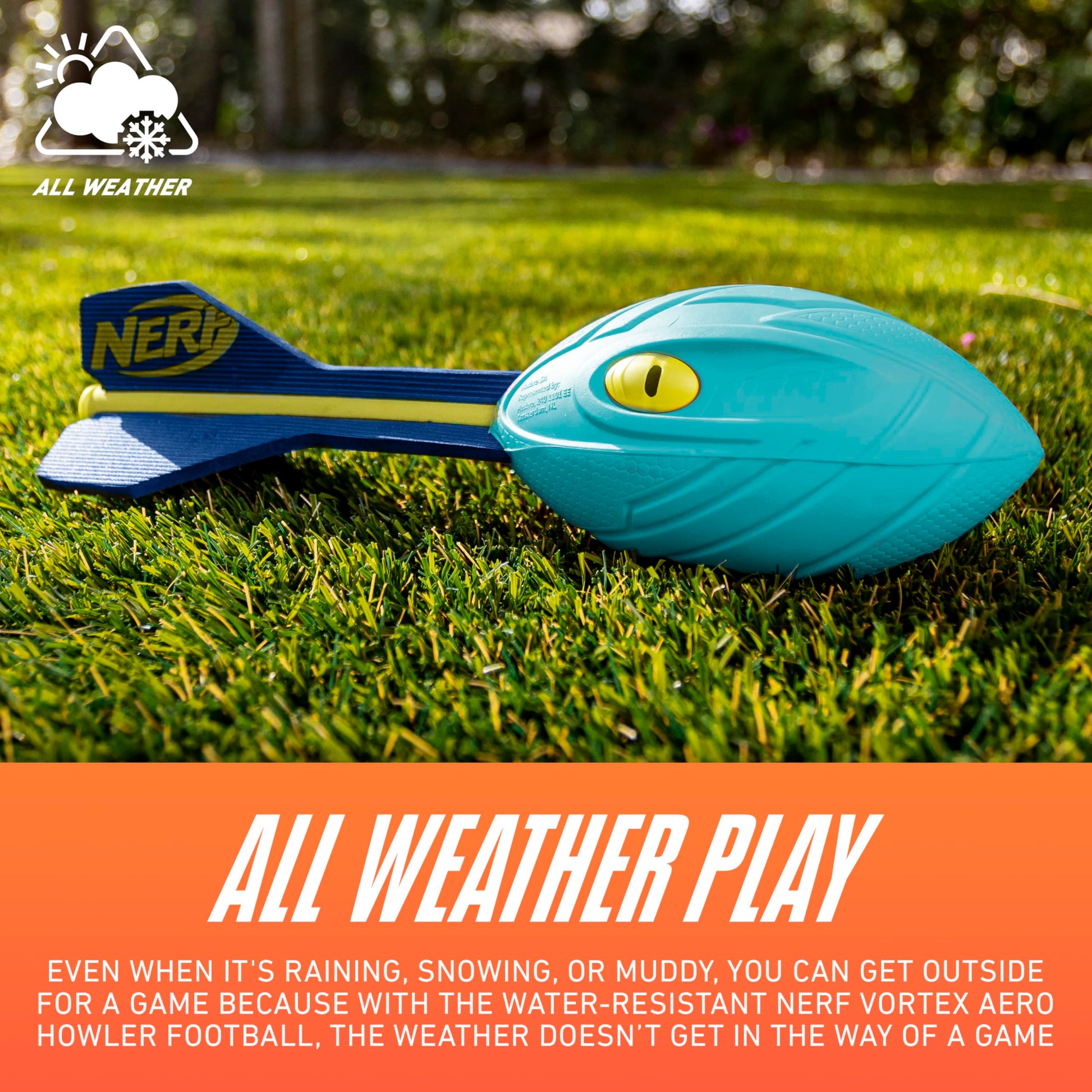 Nerf Vortex Aero Howler Neon Foam Ball, Classic Long-Distance Football, Flight-Optimizing Tail, Whistling Sound, Indoor & Outdoor Fun (Amazon