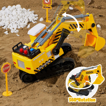 JOYIN 3 Pack Construction Toy - Excavator, Dump Truck and Loader, Moveable Claw & Lifting Back, Construction Truck Toy, Birthday Gift for Toddler Boys