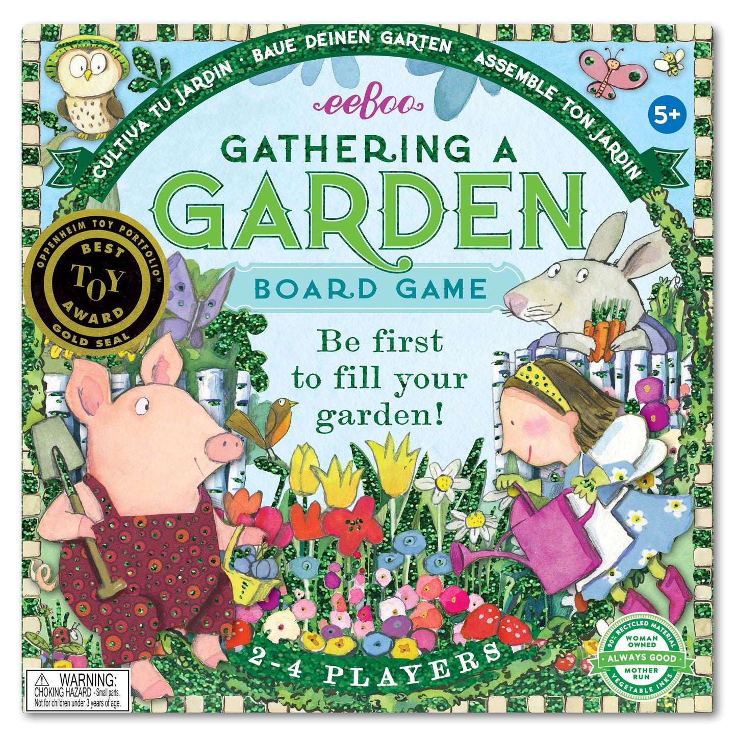 eeBoo Gathering a Garden Board Game - Award Winning Patience & Plant Counting Garden Game, Screen-Free Fun for 2-4 Players, Kids Ages 5 and up
