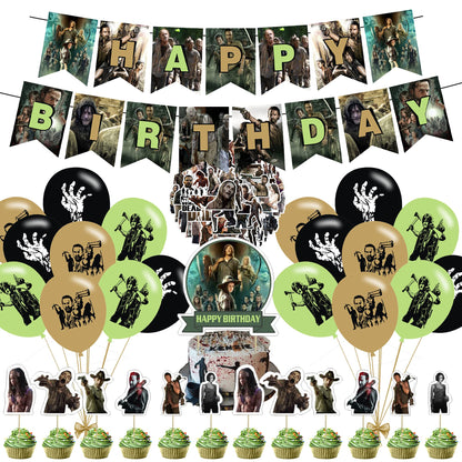 The Walking Dead Party Supplies - Birthday Decorations for TV Show Theme With Happy Birthday Banner, Cake Topper, Balloons, and Stickers