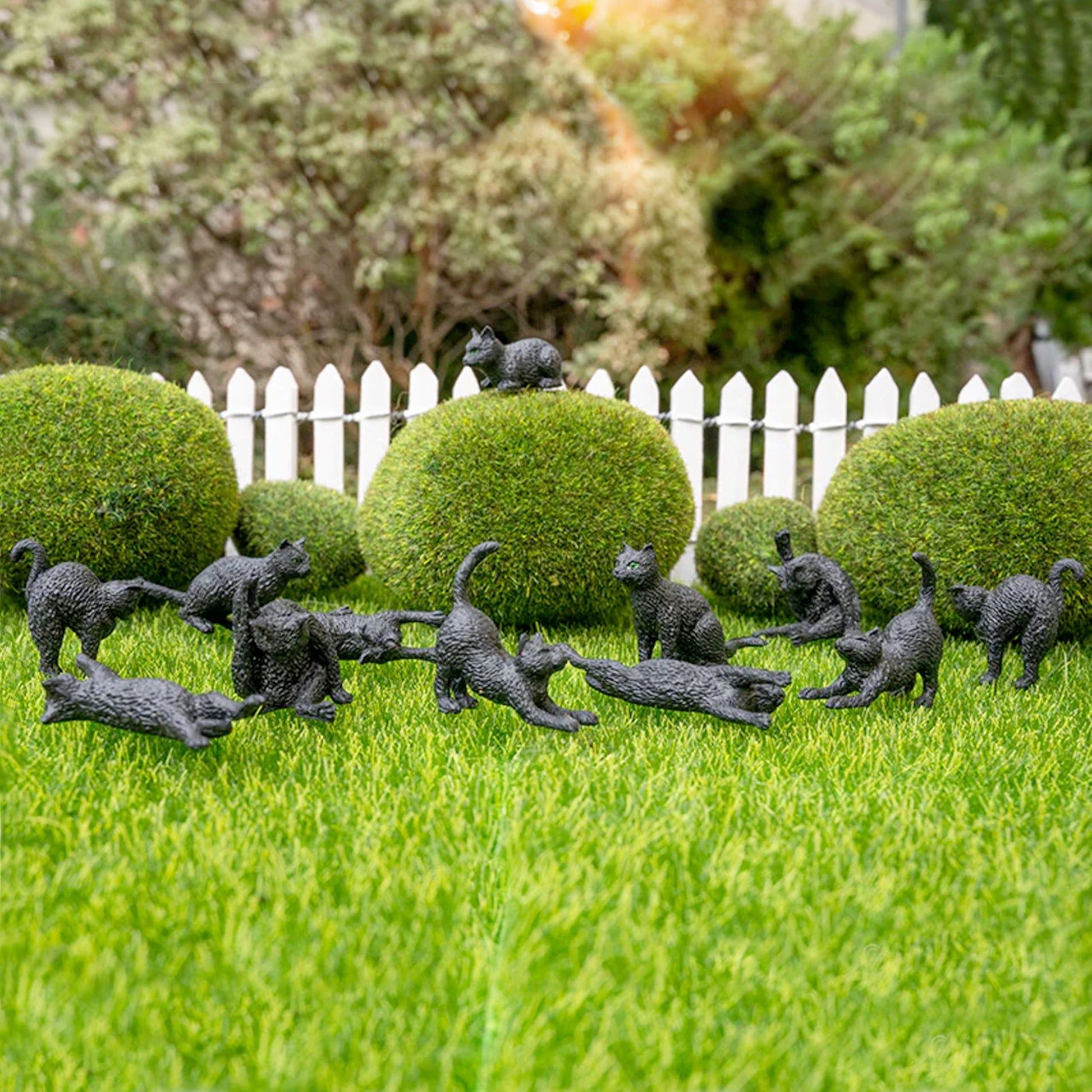 Accoutrements Archie McPhee Itty Bitty Black Cats - Bag of 12 Adorable Vinyl Kitties in 6 Styles for Cat Lovers and Halloween Fun