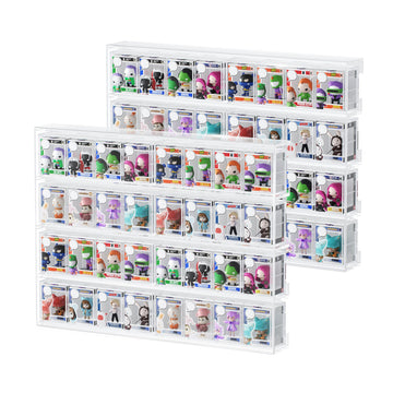 WINKINE Acrylic Display Bitty Protector Case Compatible with Funko Bitty Pop, Clear 32 Slots Figure Display Shelf for Countertop & Wall-mount, Mini