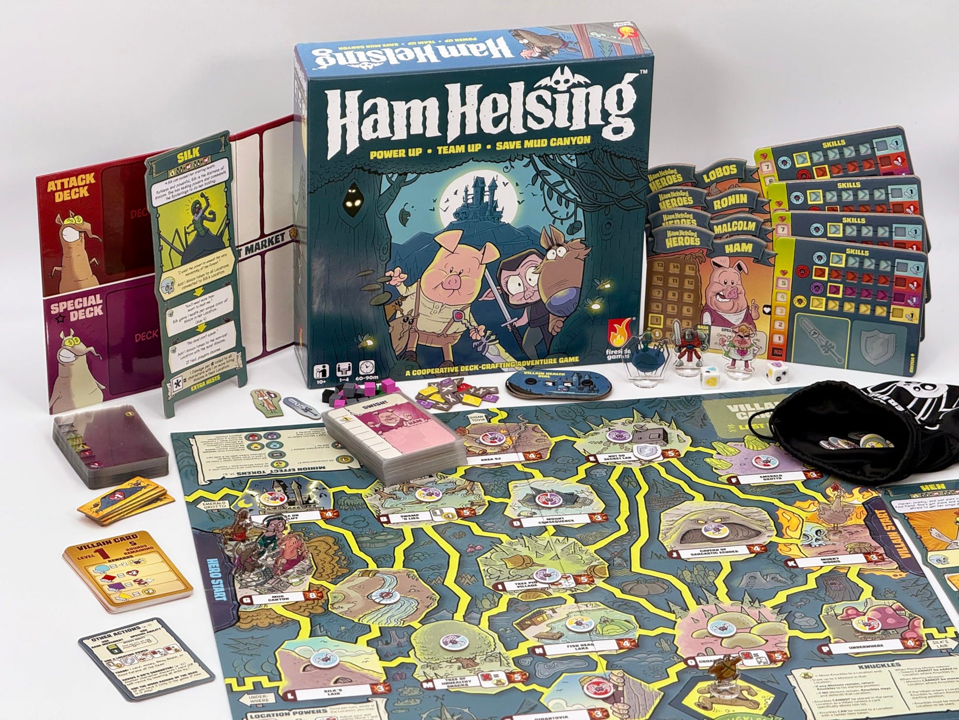 Ham Helsing - Cooperative Monster Adventure Board Game | 1-4 Players, Ages 10+, 60-90 Min | Deck-Crafting with Transparent Cards | Spooky Halloween