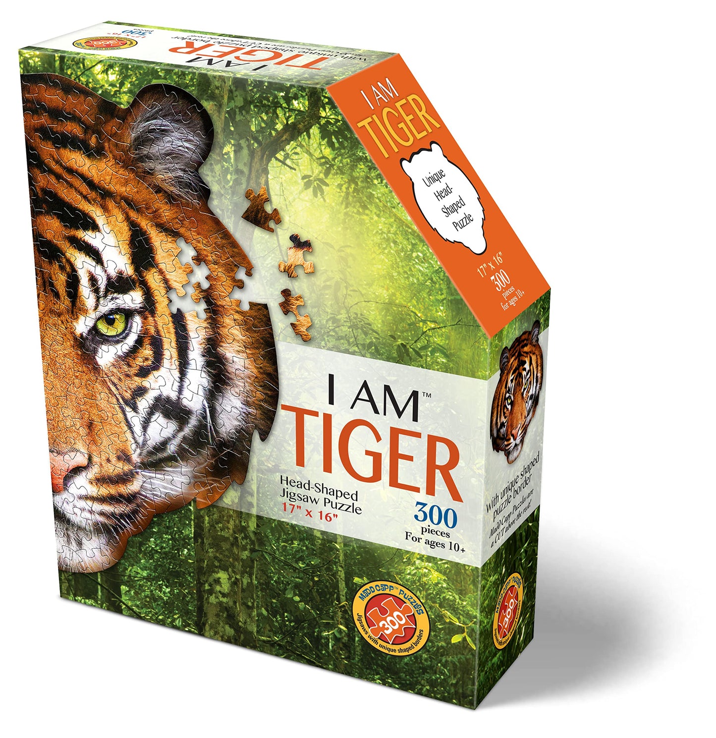 e11even Madd CAPP Puzzles - I AM Tiger - 300 Pieces - Animal Shaped Jigsaw Puzzle, 6011