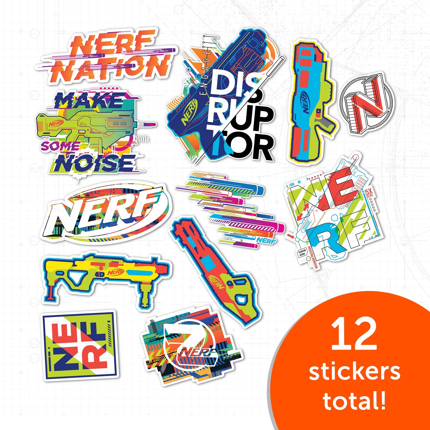 Desert Cactus Nerf Sticker - 12 Sticker Vinyl Decal Laptop Water Bottle Car Scrapbook Sheet Decorations Birthday Favor Party Supplies (2-4)