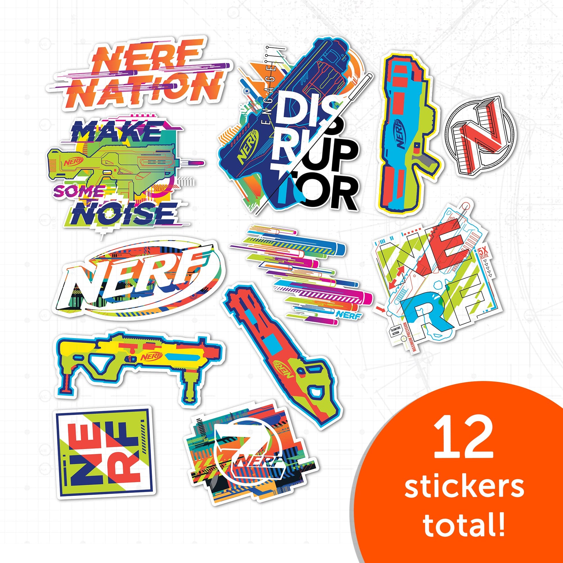 Desert Cactus Nerf Sticker - 12 Sticker Vinyl Decal Laptop Water Bottle Car Scrapbook Sheet Decorations Birthday Favor Party Supplies (2-4)