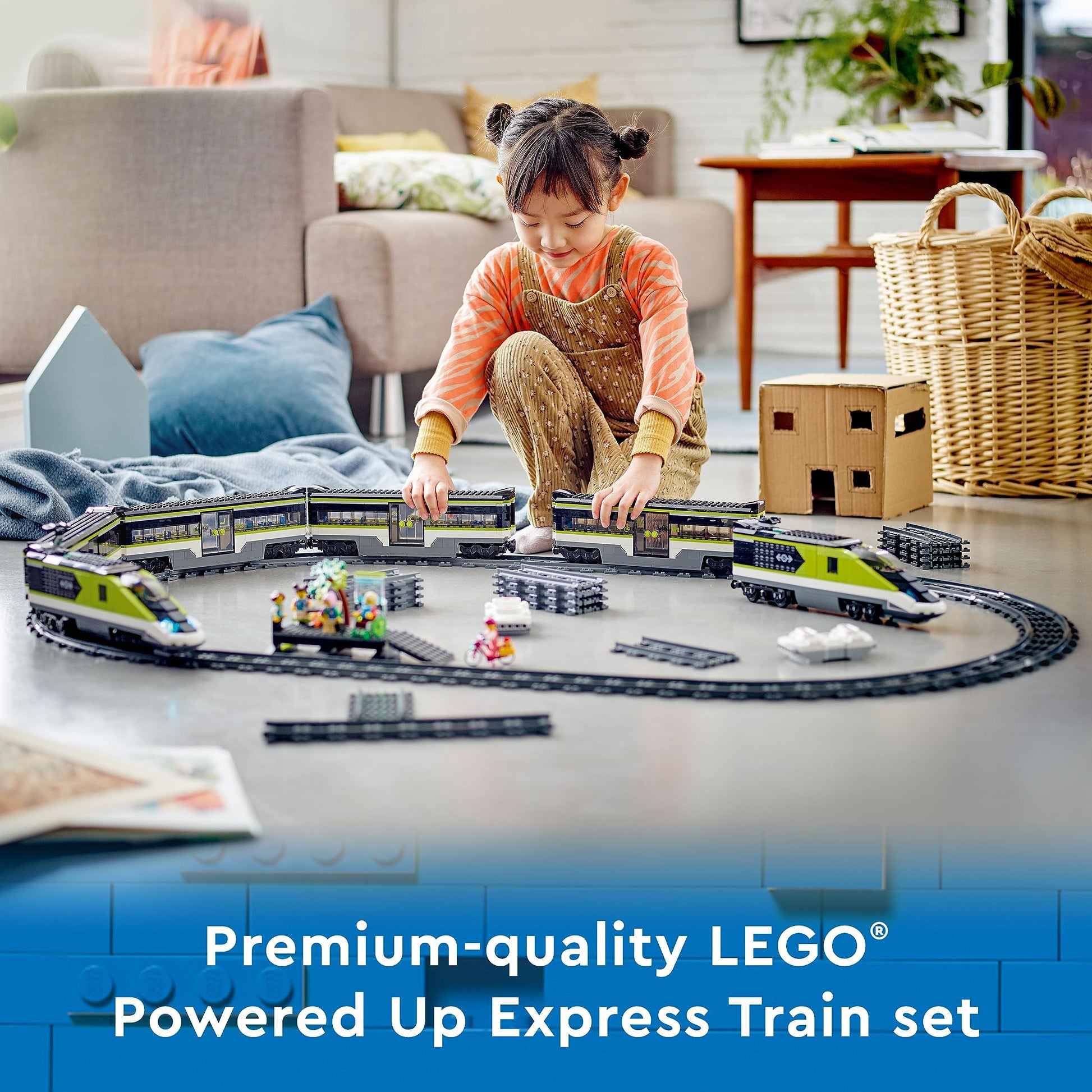 LEGO City Express Passenger Train Set, 60337 Remote Controlled Toy, Gifts for Kids, Boys & Girls with Working Headlights, 2 Coaches and 24 Track