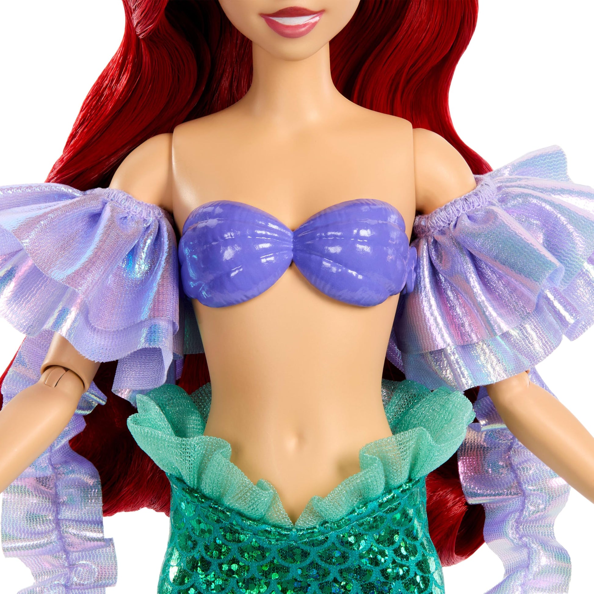 Mattel Disney Princess Mermaid Ariel Sparkling Princess Fashion Doll & Accessory with Removable Tail, Sleeves & Flower Hair Clip, Inspired by Movie