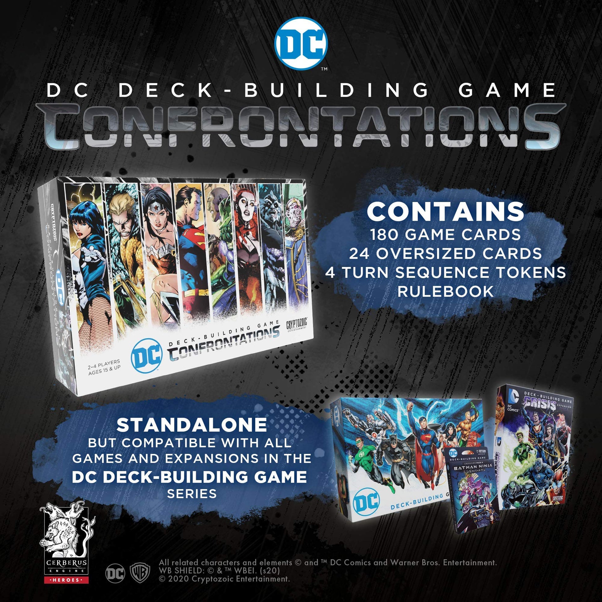 DC Deck-Building Game: Confrontations - Exciting 2v2 Format - Eight Iconic DC Characters to Play - Standalone, Compatible with Full DC Deck-Building