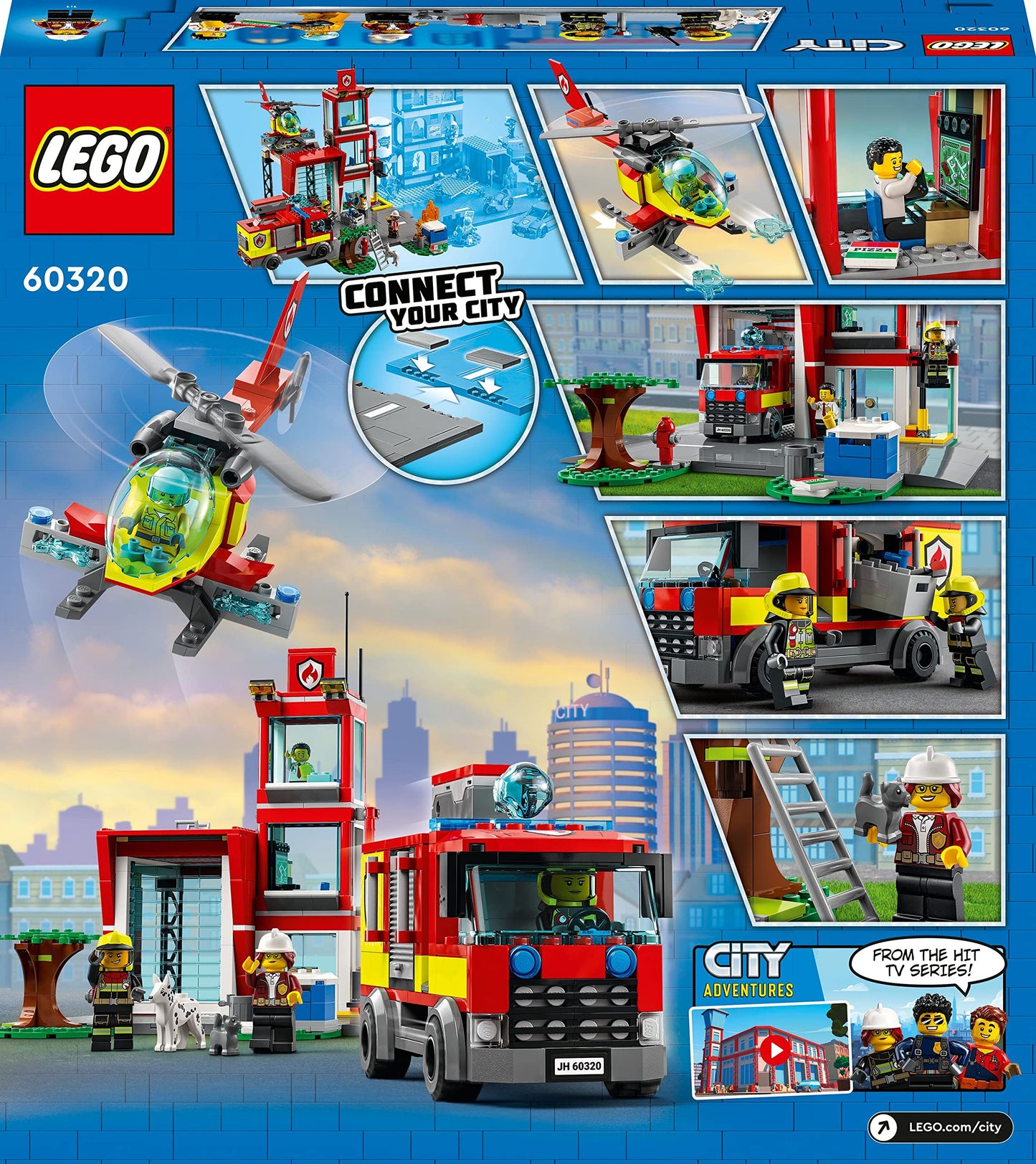 Lego City Fire Station Set 60320 with Garage, Helicopter & Fire Engine Toys Plus Firefighter Minifigures, Emergency Vehicles Playset, Gifts for Kids