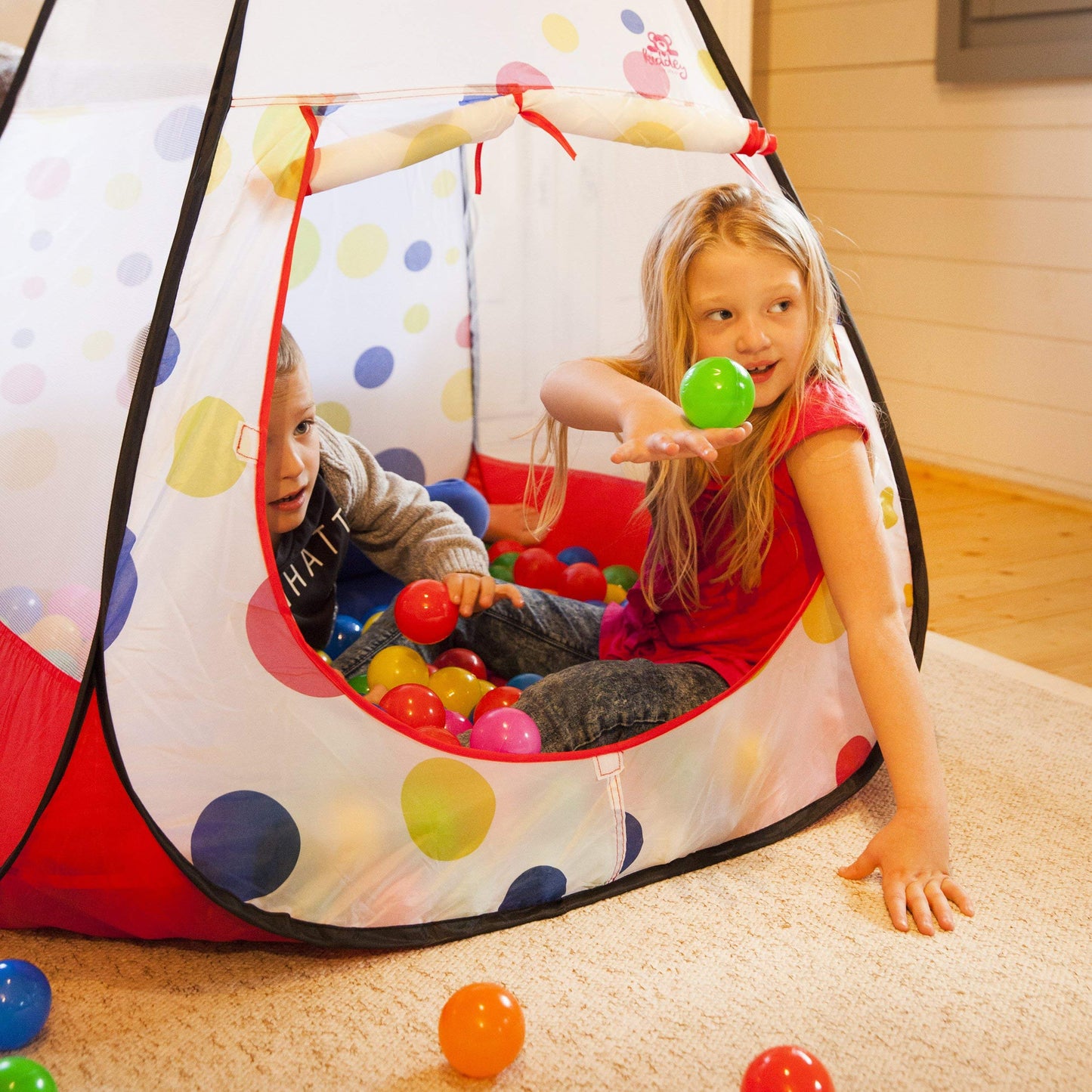 Kids Play Tent with 100 Balls - 39?x39? Pop-Up Ball Pit Playhouse - Indoor/Outdoor Toy with Mesh Windows & Carry Bag