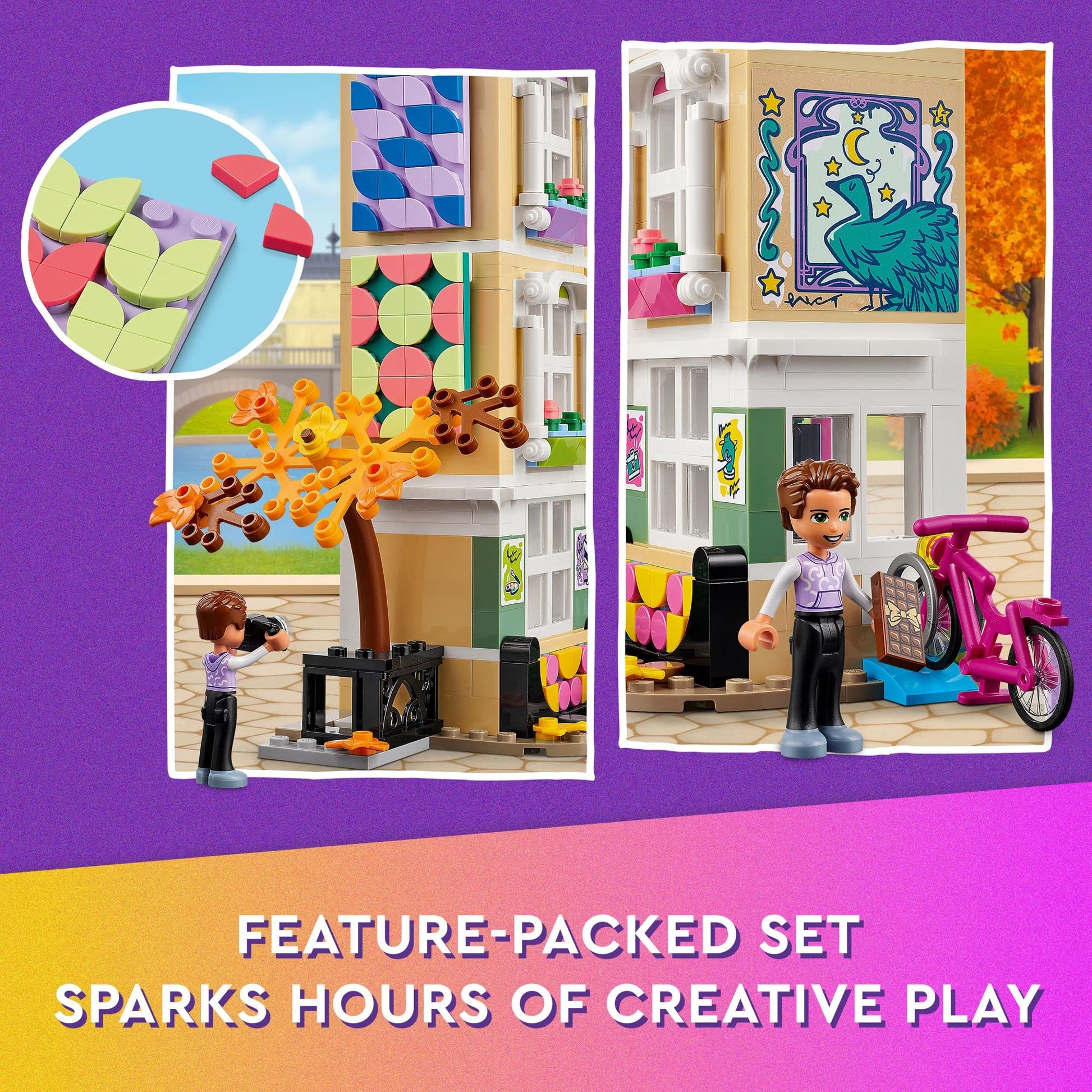 LEGO Friends Emma's Art School House Set 41711, Creative Arts & Crafts Toy with 3 Mini-Dolls, Accessories and DOTS Decor, Birthday Gift Idea for Kids