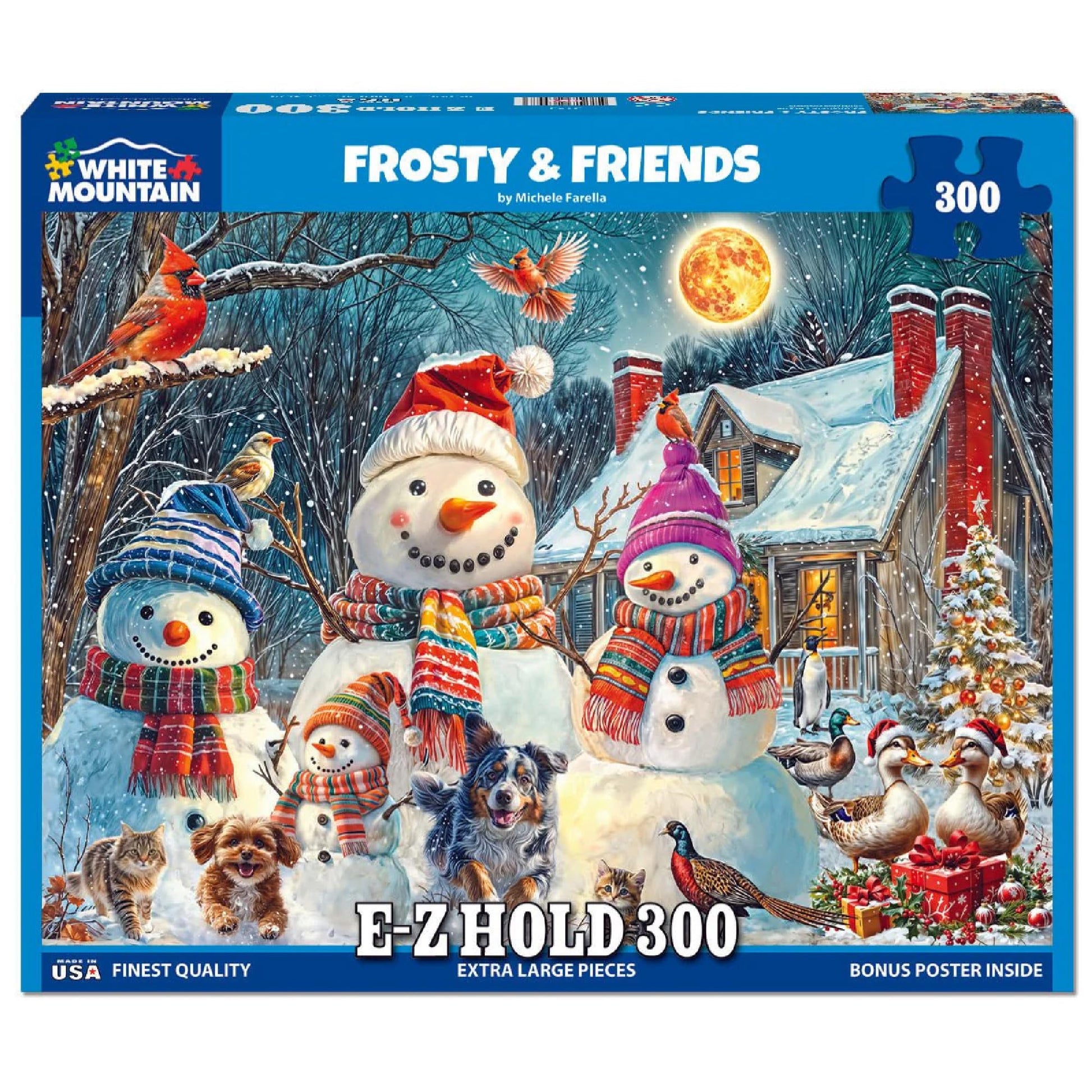 White Mountain 300 Piece Jigsaw Puzzle Winter Christmas, Frosty & Friends