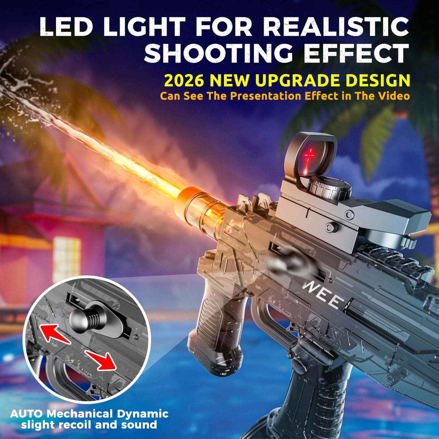 Funwee Electric Water Guns for Adult Kid, 30 FT Range, Deep Black
