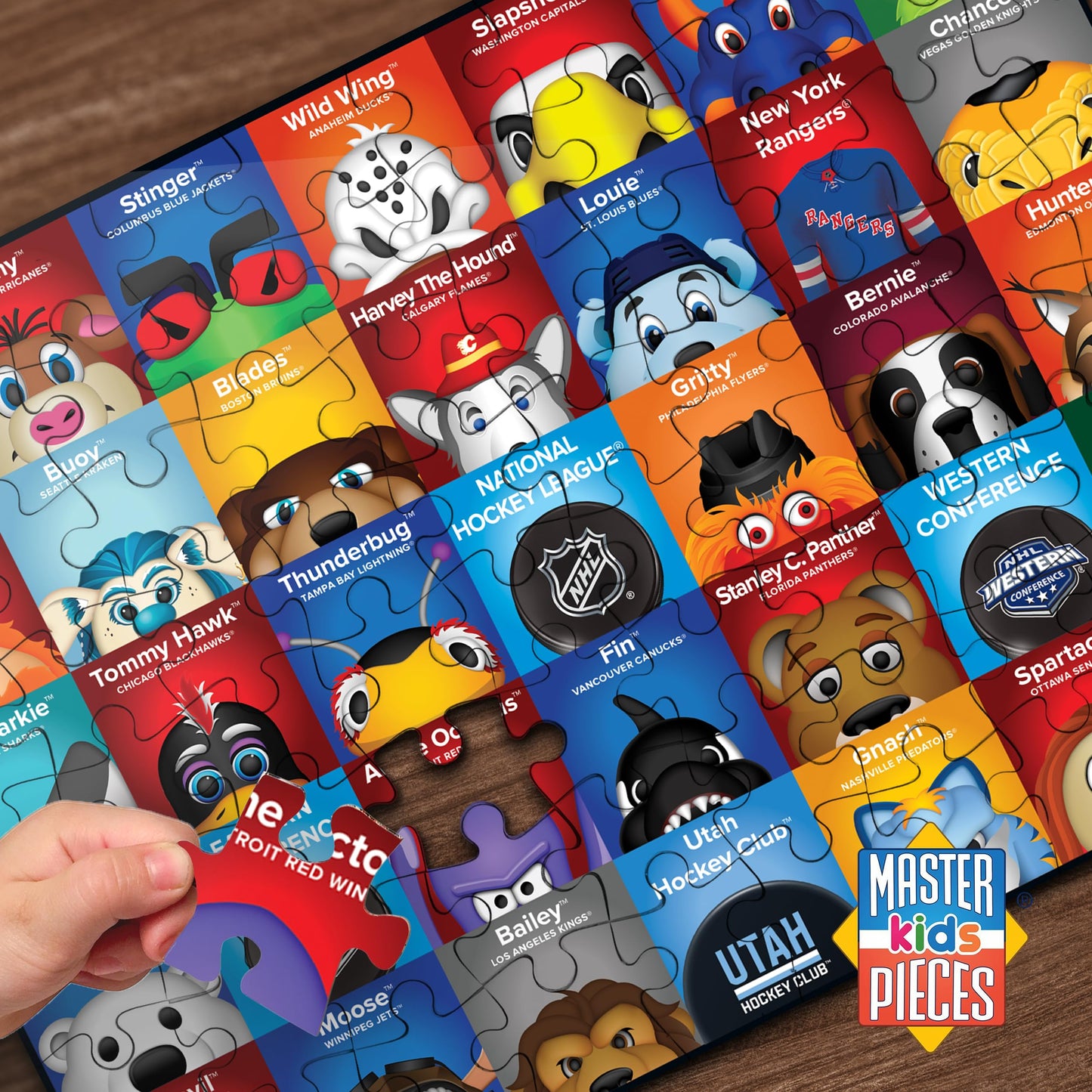 MasterPieces 100 Piece Sports Puzzle for Kids - NHL Mascots 100pc Puzzle - 14"x19"