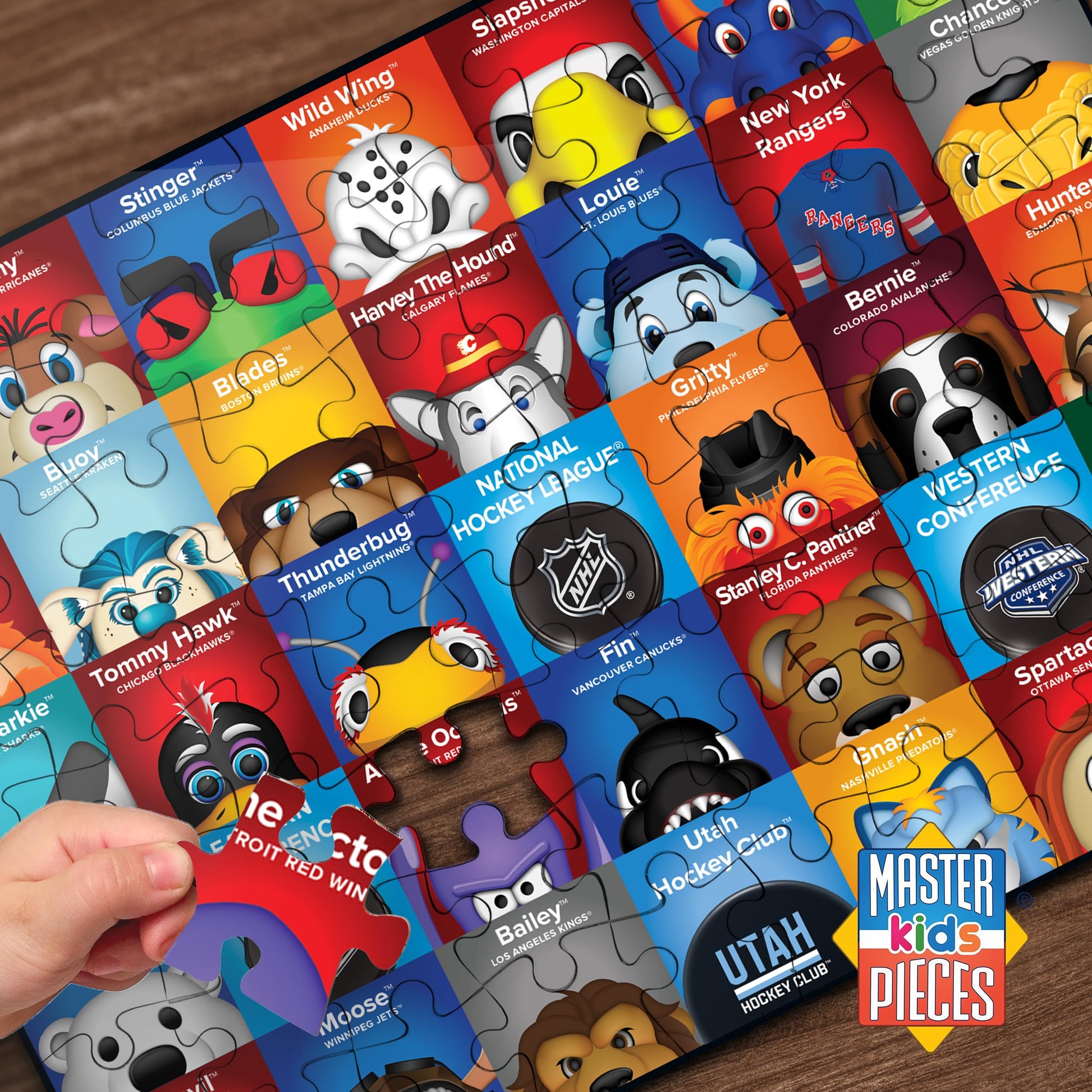 MasterPieces 100 Piece Sports Puzzle for Kids - NHL Mascots 100pc Puzzle - 14"x19"