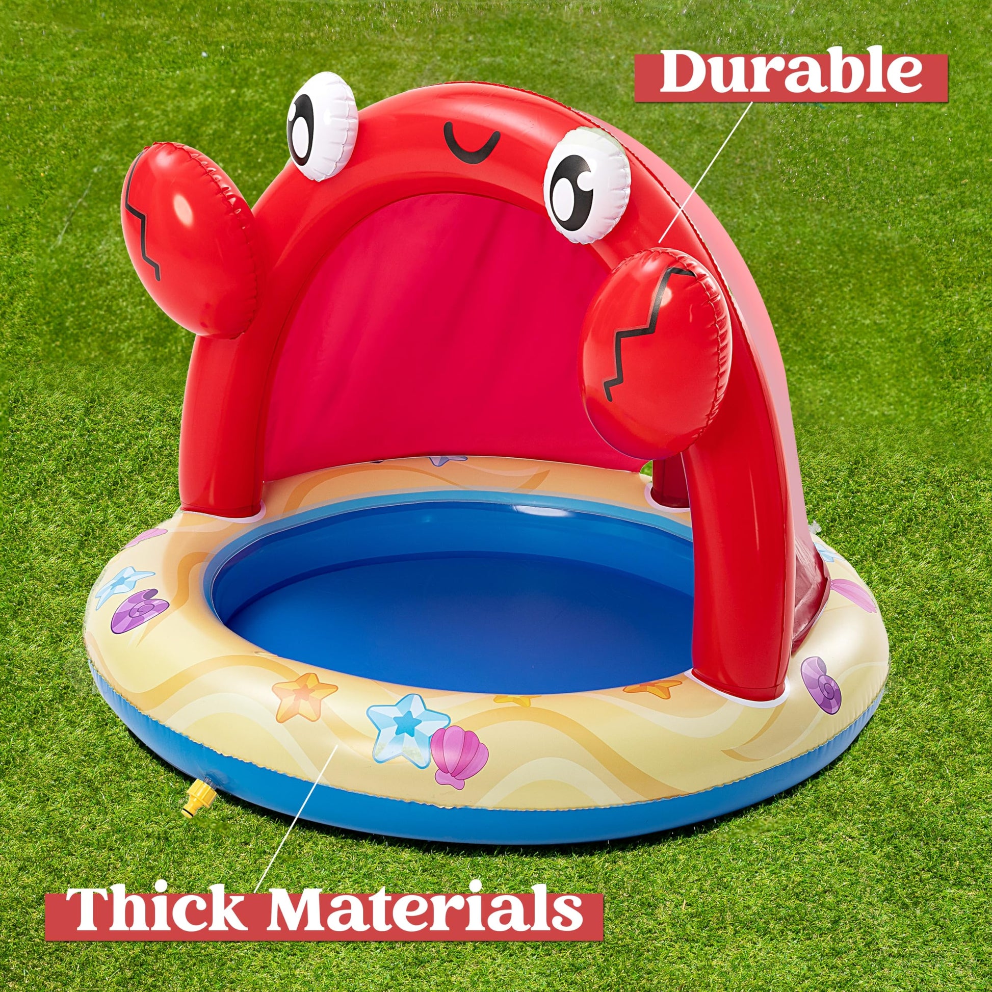 Sloosh Baby Pool Toddler Sprinkler, Crab Splash Pool with Canopy, Baby Wading Pool Inflatable Sprinkler for Learning, Children’s Water Pool Toys