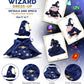 DolliBu Wizard Stuffed Animal Dress Up Set - Cute Teddy Bear Wizard Costume with Blue Cape and Hat with Silver Stars - Large for 8 to 10 Inch Plush