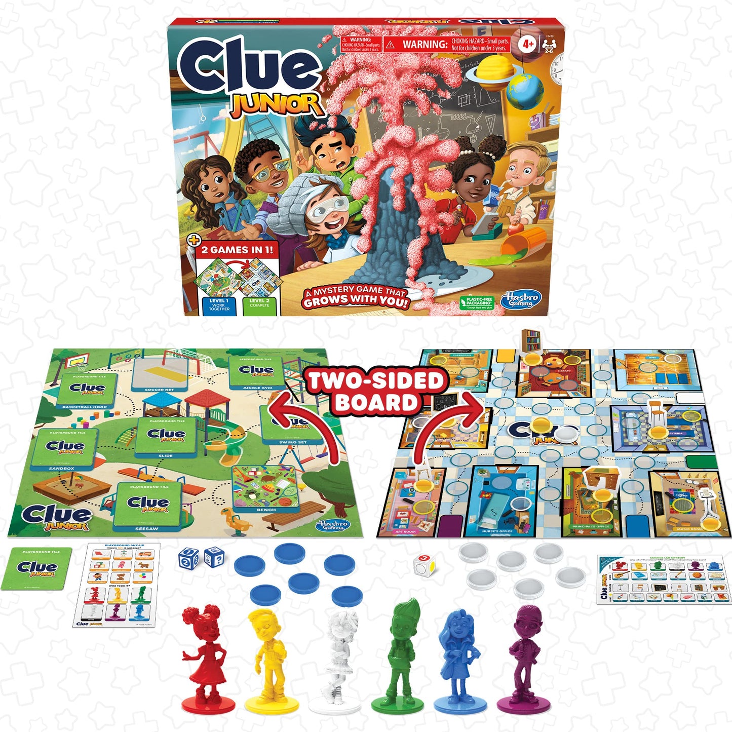 Hasbro Gaming Clue Junior Board Game | 2-Sided Gameboard, 2 Games in 1 | 2 to 6 Players | Mystery Games for Kids | Back to School Gifts | Classroom