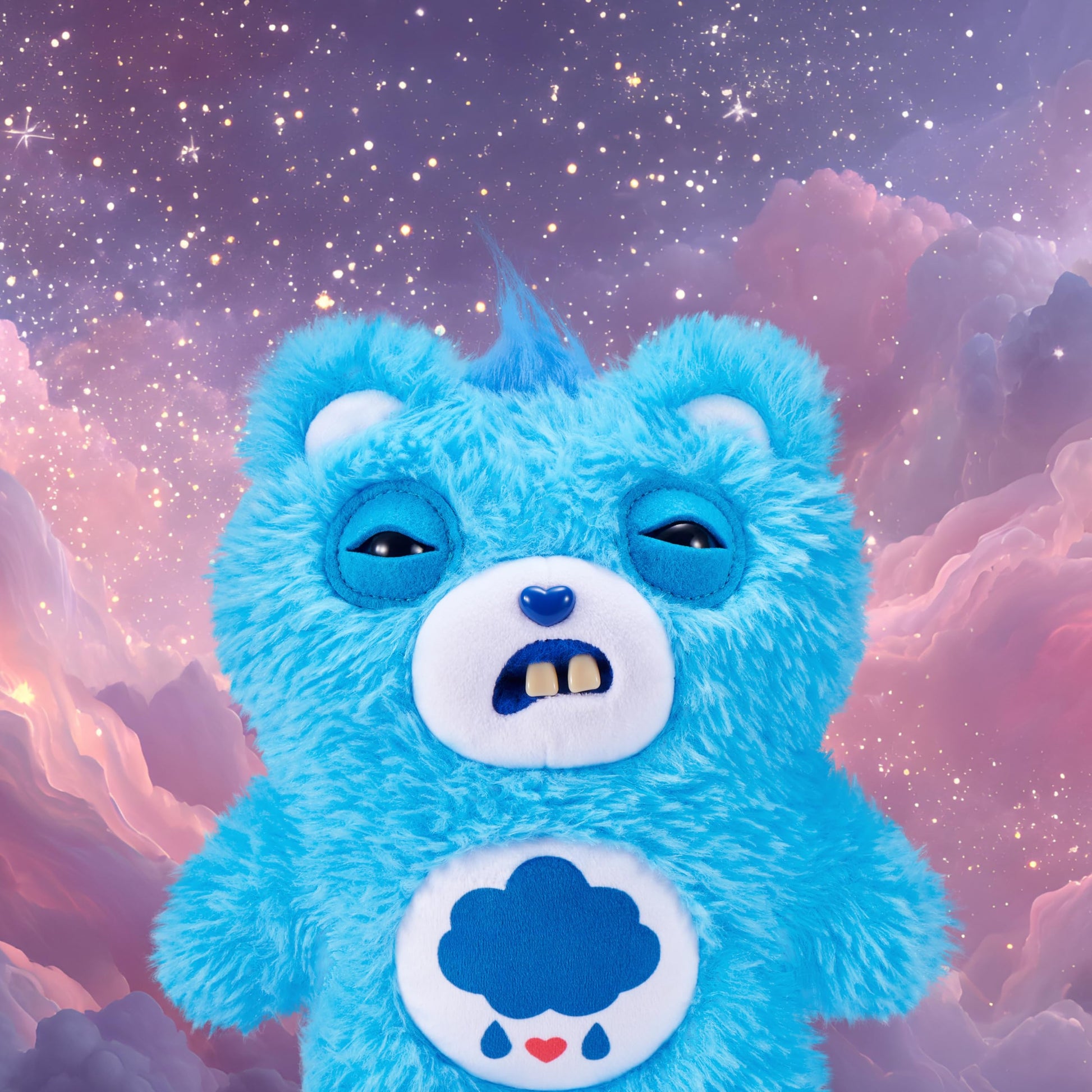 Fuggler Care Bears 9-Inch Plush Toy (Grumpy Bear) by ZURU - Funny Ugly Monster Stuffed Animal with Human-Like Teeth, Collectible Plush for Kids