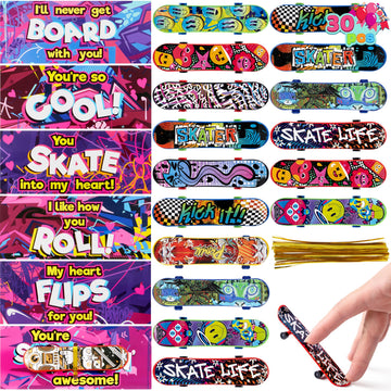 JOYIN 30 Packs Valentine's Day Mini Finger Skateboards with Cards, Classroom Exchange Gift for Kids, Kids Toys Party Favor, Classroom and Holiday