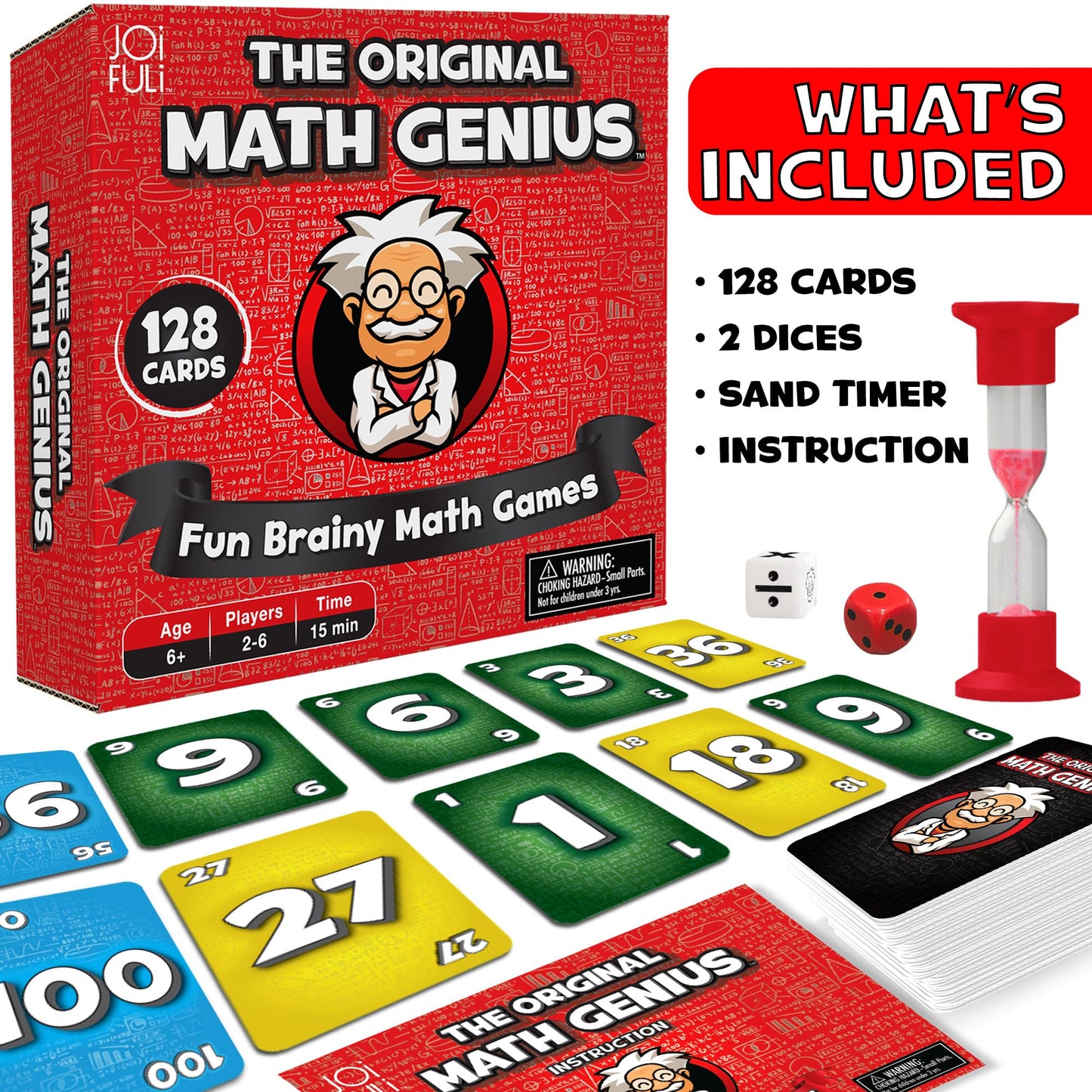 JOiFuli The Original Math Genius Card Game: an Educational Game of Addition, Subtraction, Multiplication, and Division for Ages 6 Years and Up