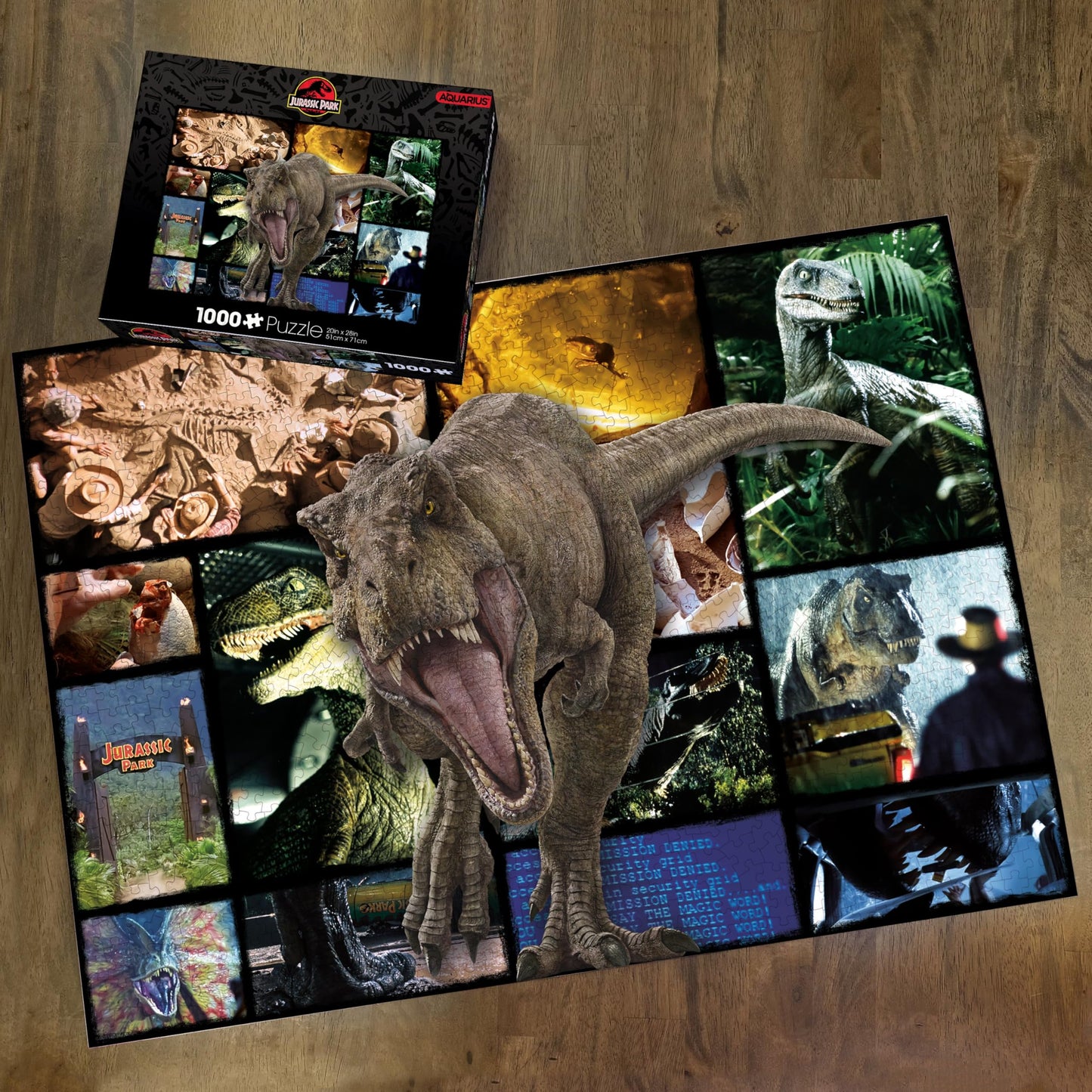 Aquarius Jurassic Park 1000 Piece Jigsaw Puzzle, Dinosaur Movie Collage Puzzle 20x28 Inch, Collectible Merchandise Gift for Teens Adults