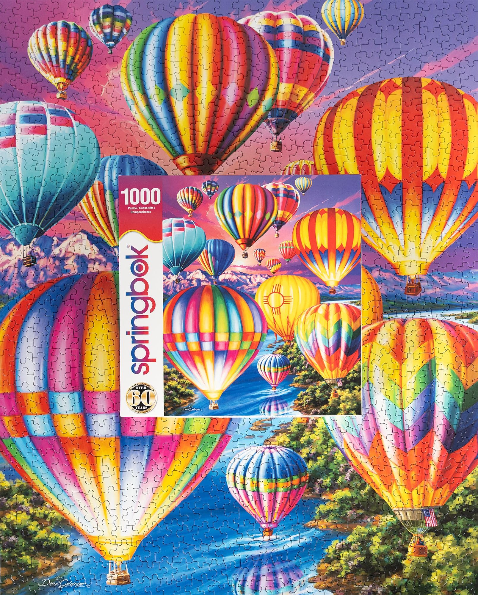 Springbok Magical Flight 1000 Piece Puzzle for Adults - Brilliant Hot Air Baloons