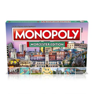 Monopoly Board Game Worcester Edition: 2-6 Players Family Board Games for Kids and Adults, Board Games for Kids 8 and up, for Kids and Adults, Ideal