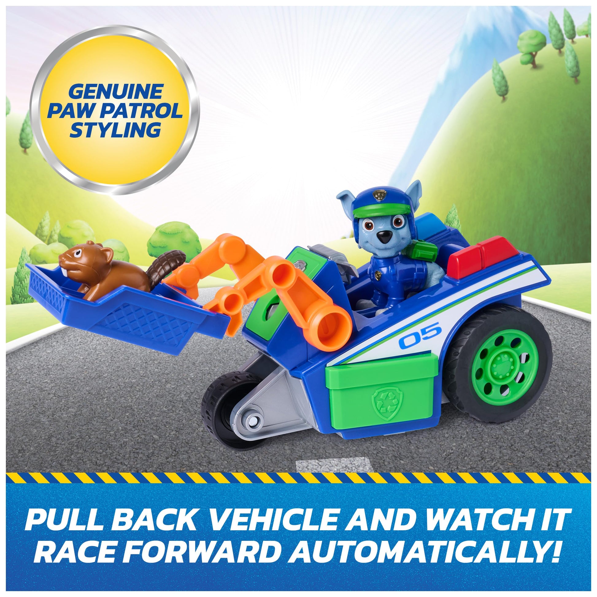 Paw Patrol Search & Rescue Rocky Recycler Toy Vehicle with 2 Figures